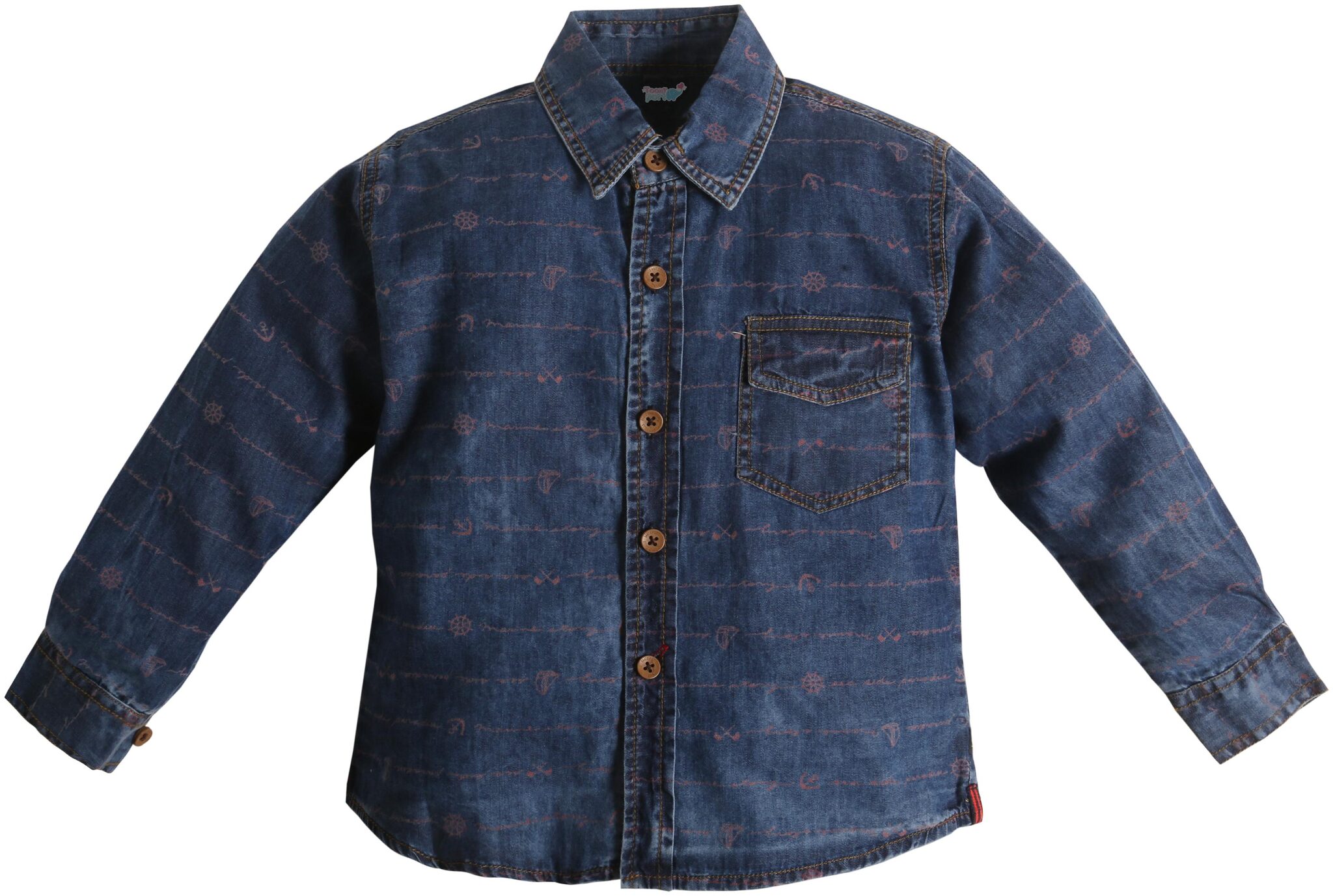 

TOONYPORT Boy Denim Printed Shirt Blue