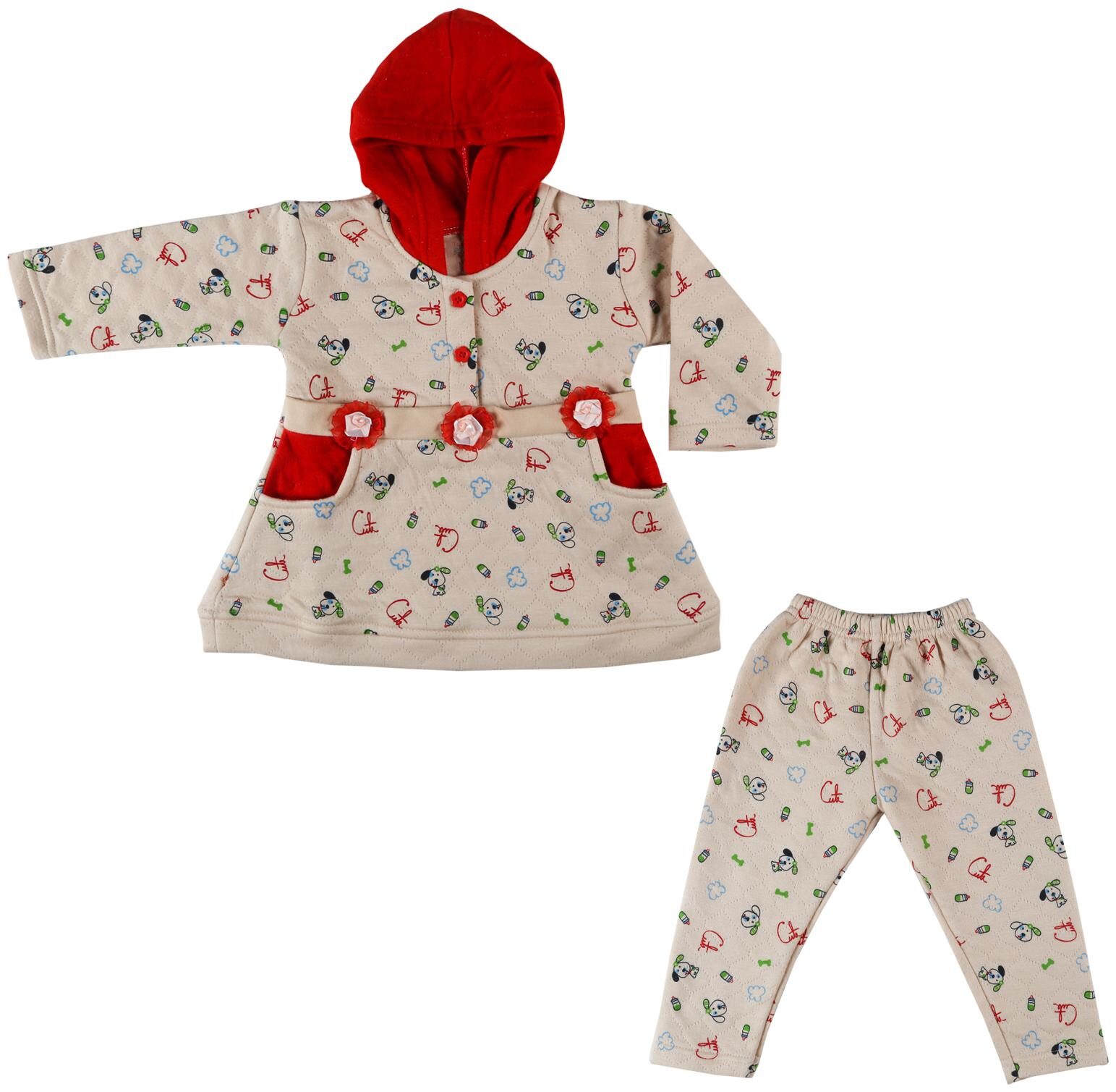 

TOONYPORT Baby girl Top bottom set - Red White