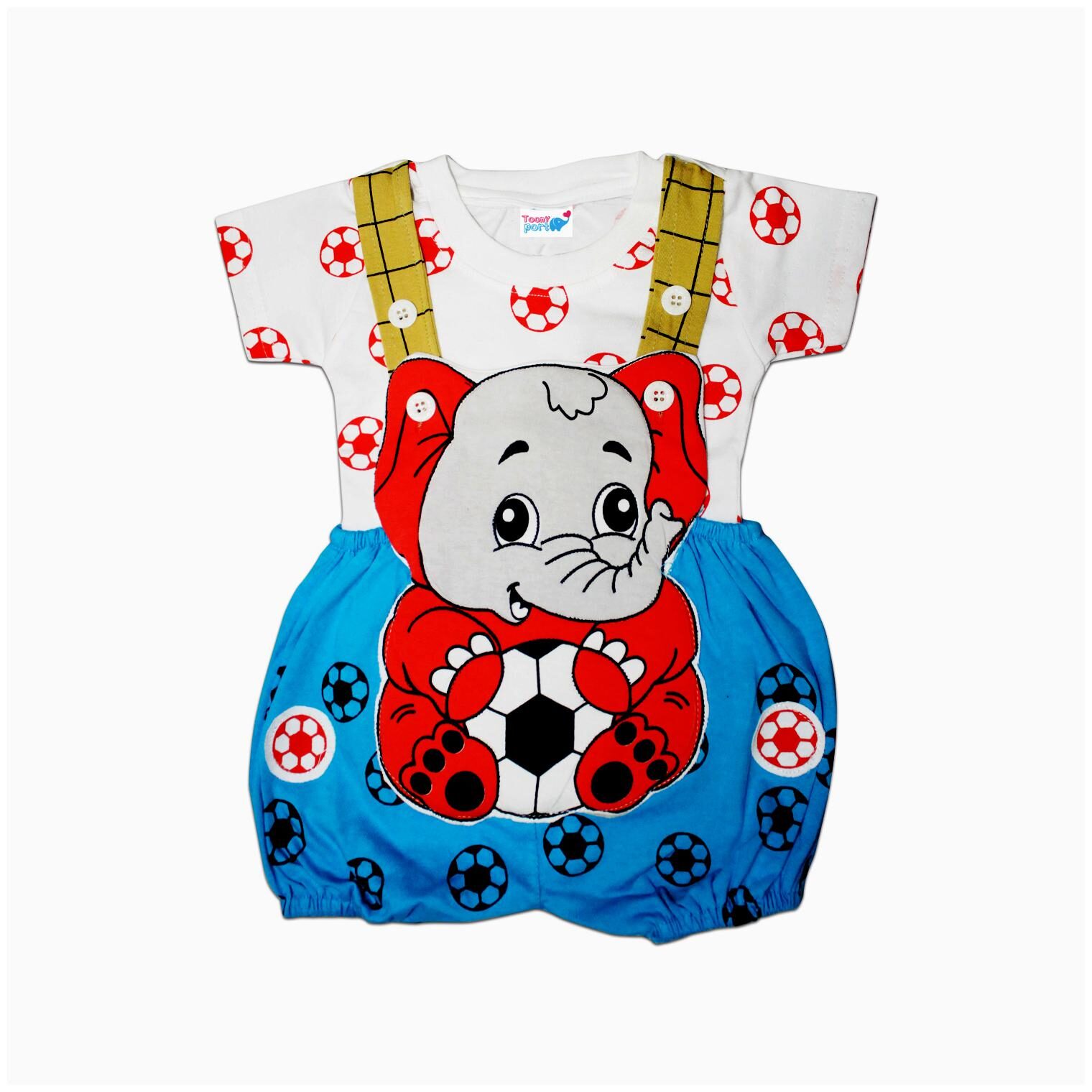 

Toonyport Elephant Print Baby Dungree Dress - Multi