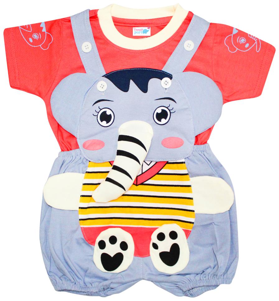 

Toonyport Elephant Print Baby Dungree Dress - Multi