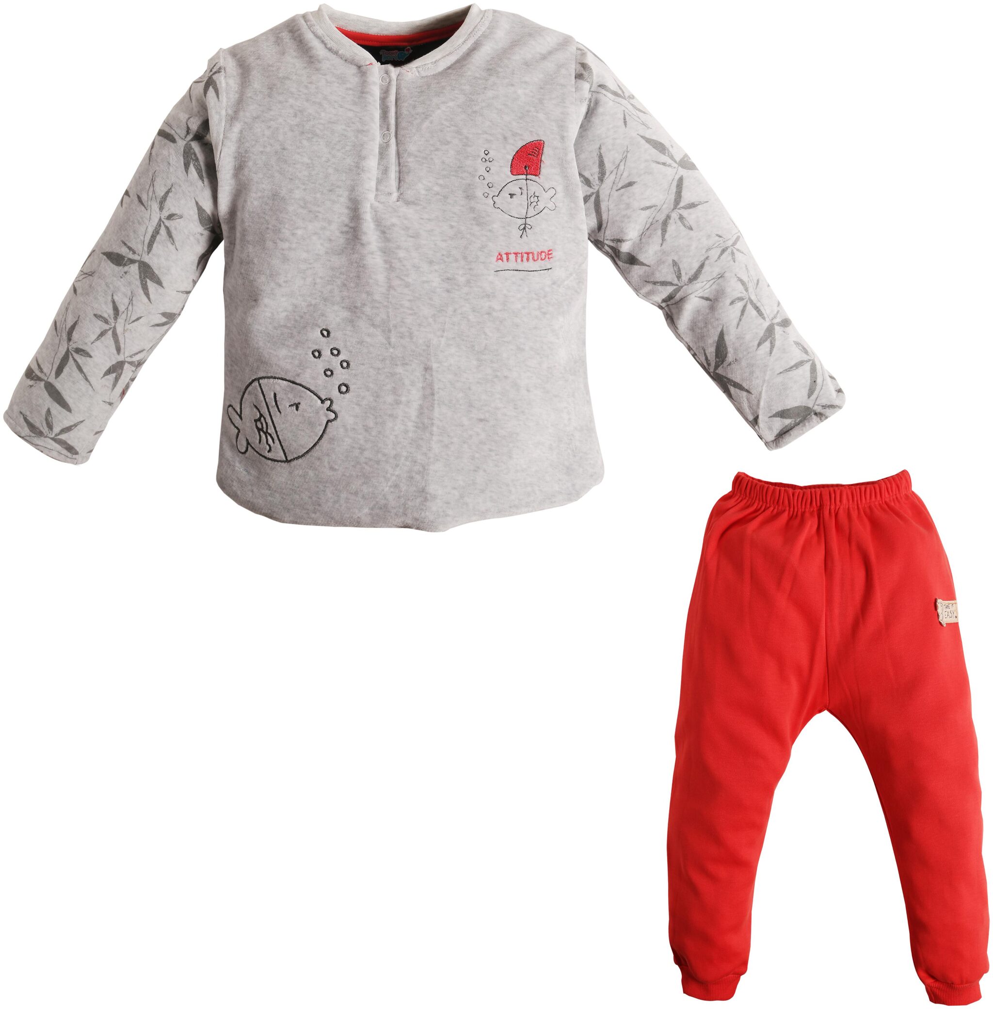 

TOONYPORT Baby girl Top bottom set - Grey Red