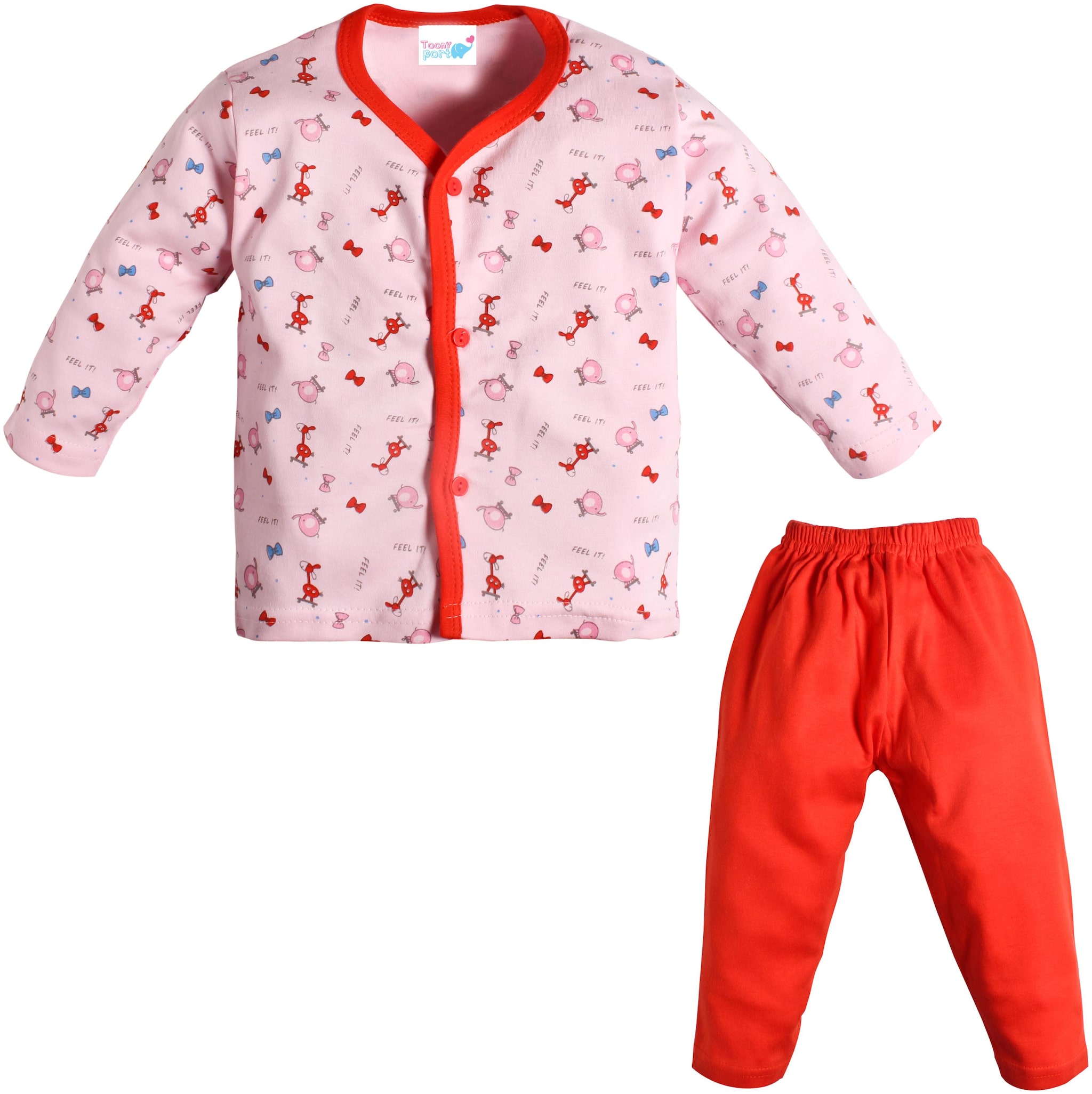 

TOONYPORT Baby boy Top bottom set - Pink Red
