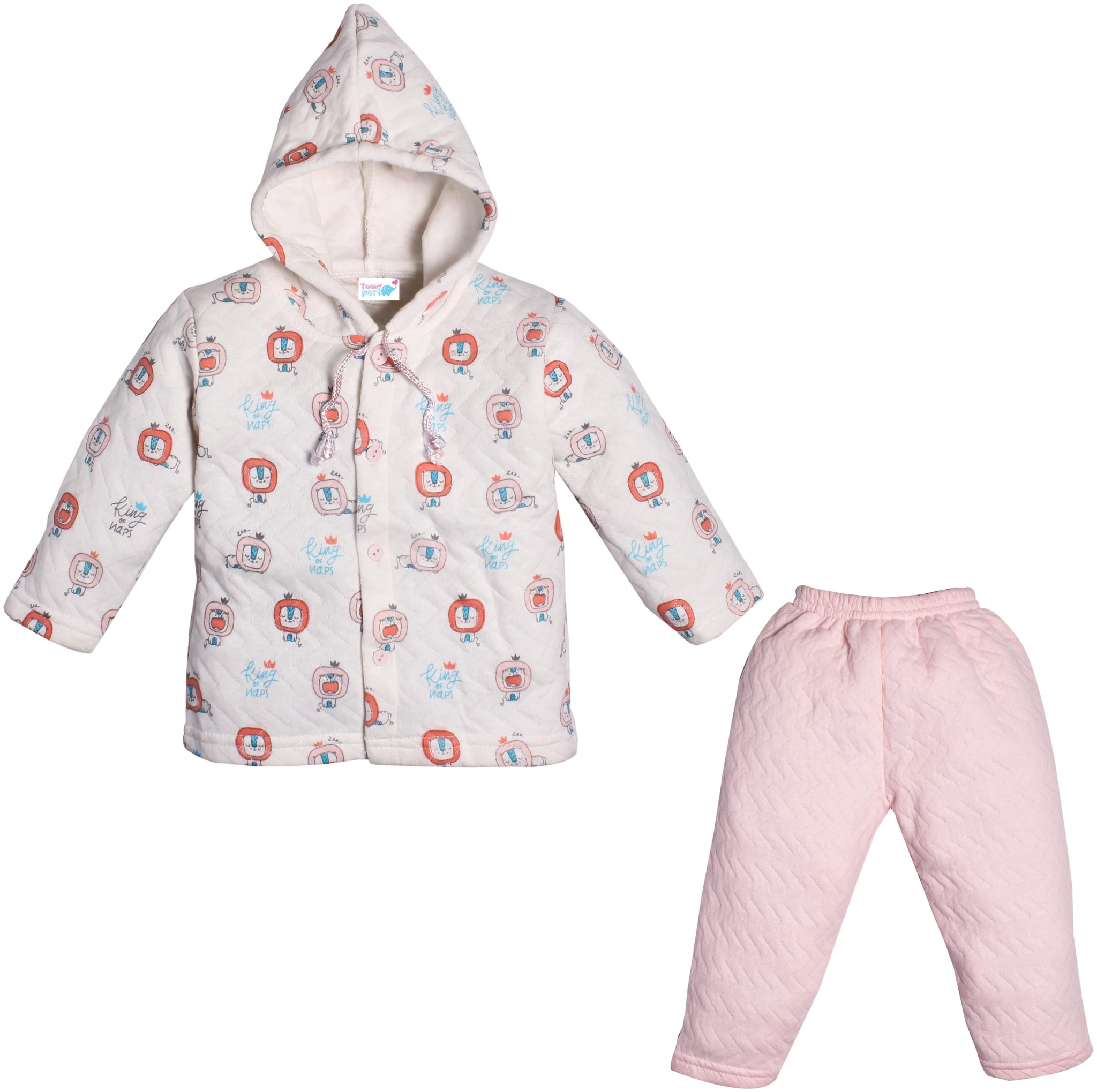 

TOONYPORT Unisex Top bottom set - Pink White