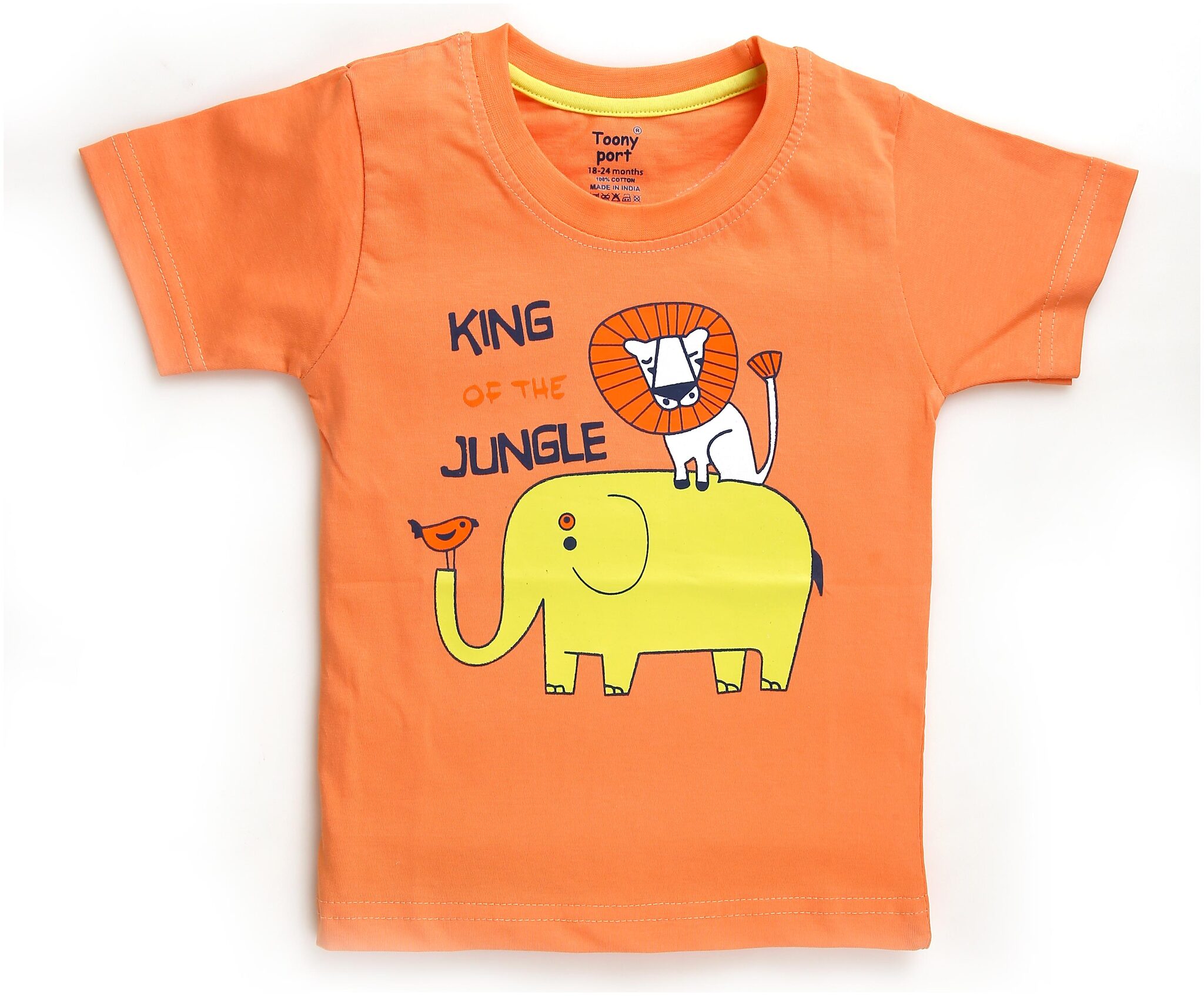 

TOONYPORT Cotton blend Printed T shirt for Baby Boy - Orange