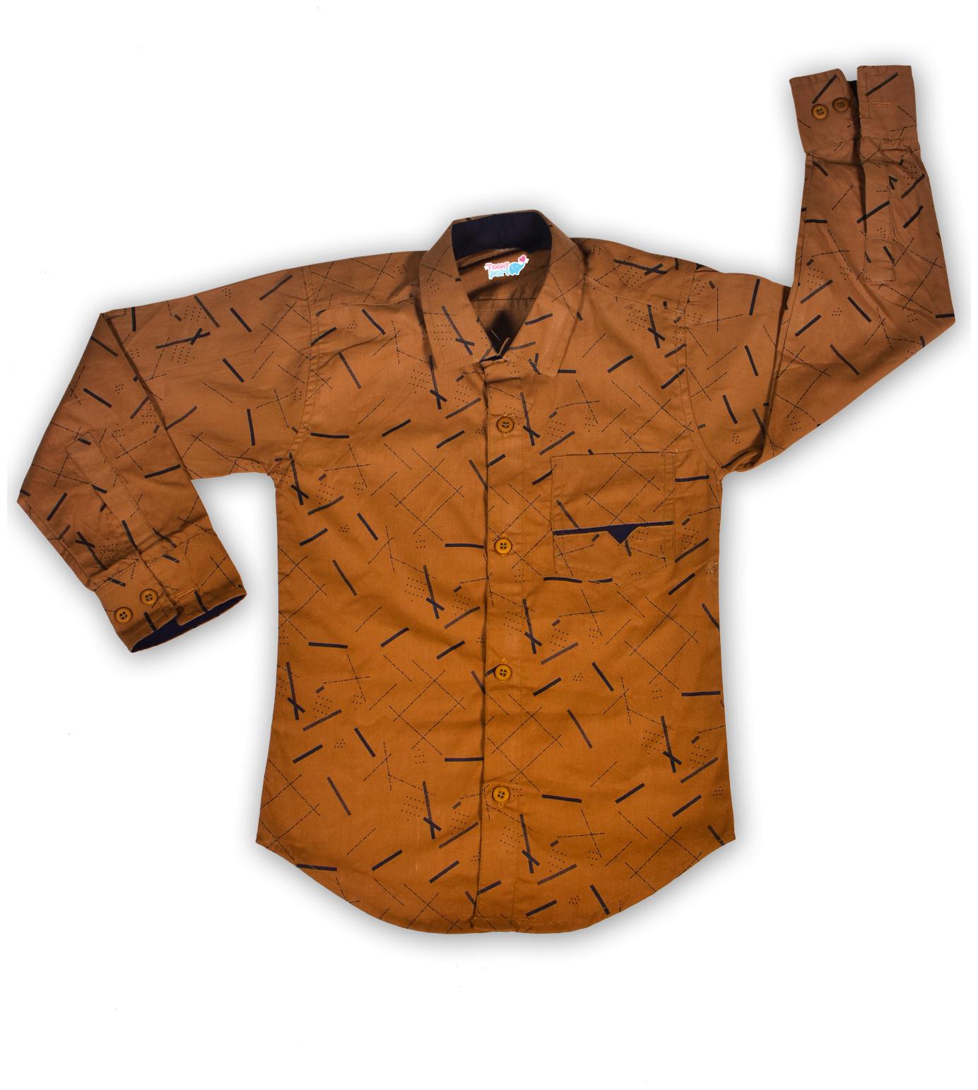 

TOONYPORT Boy Cotton Printed Shirt Brown