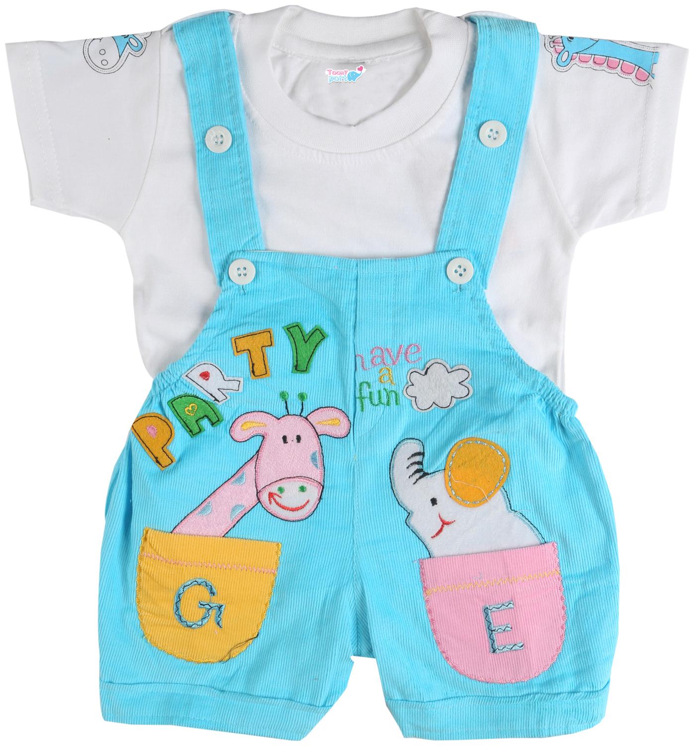 

Toonyport Party Print Baby Dungree Dress - Blue White