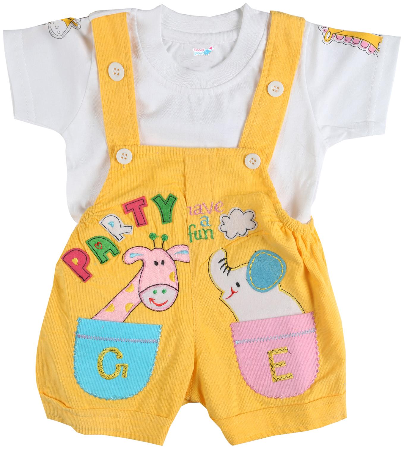 

Toonyport Party Print Baby Dungree Dress - Yellow White