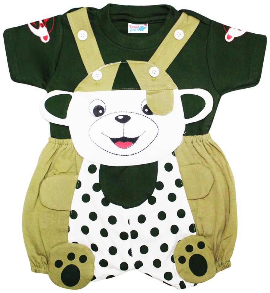 

Toonyport Polka Dots Print Baby Dungree Dress - Multi