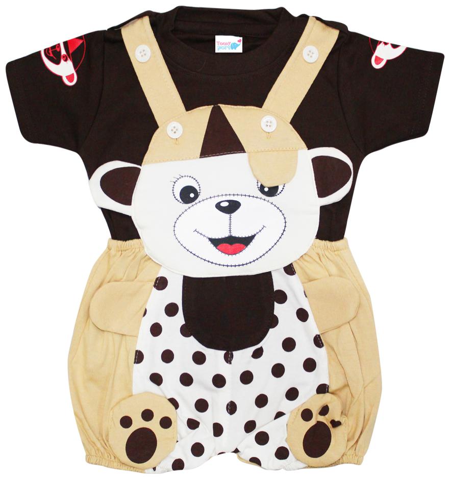 

Toonyport Polka Dots Print Baby Dungree Dress - Brown