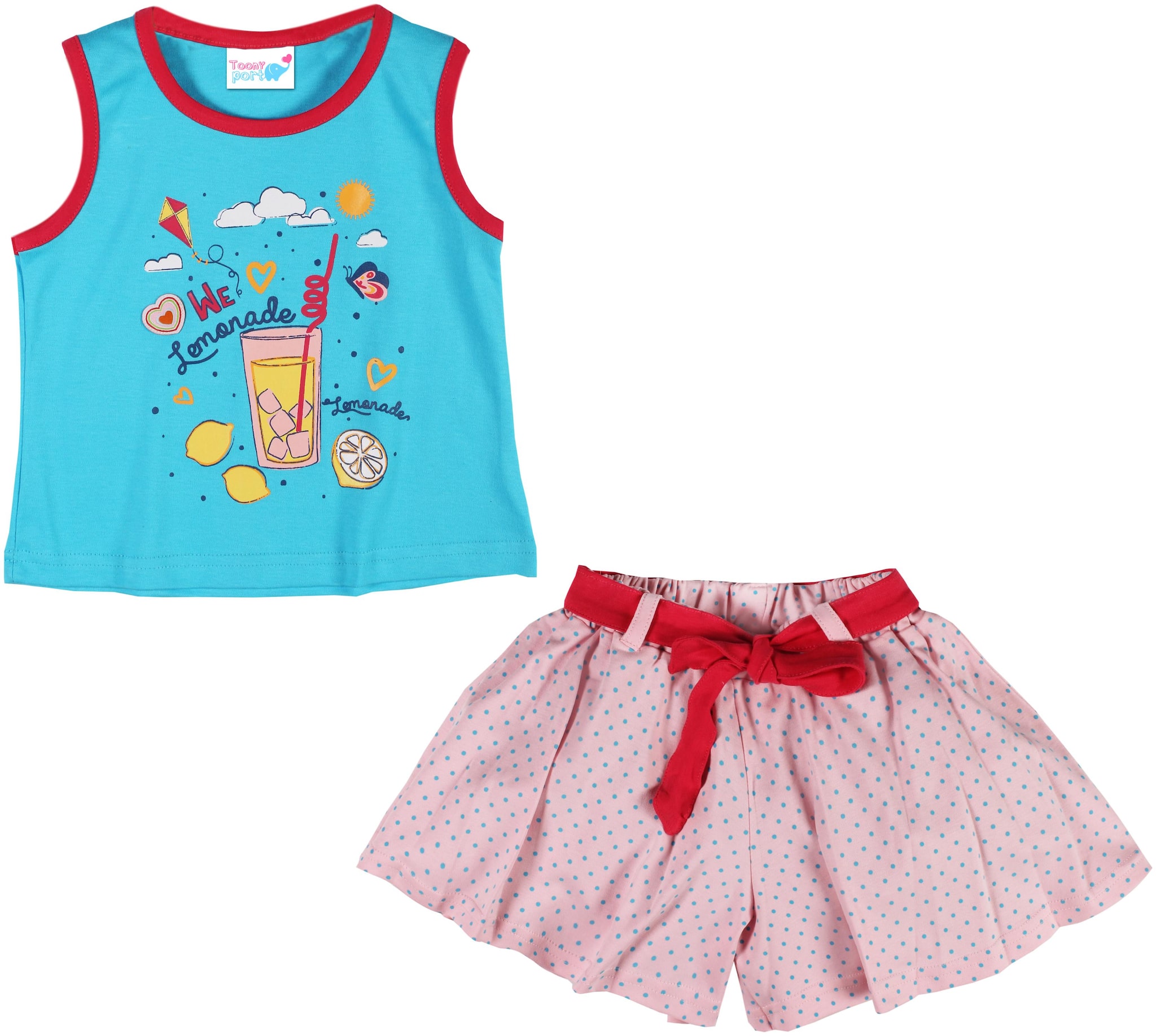 

TOONYPORT Baby girl Top bottom set - Blue Pink