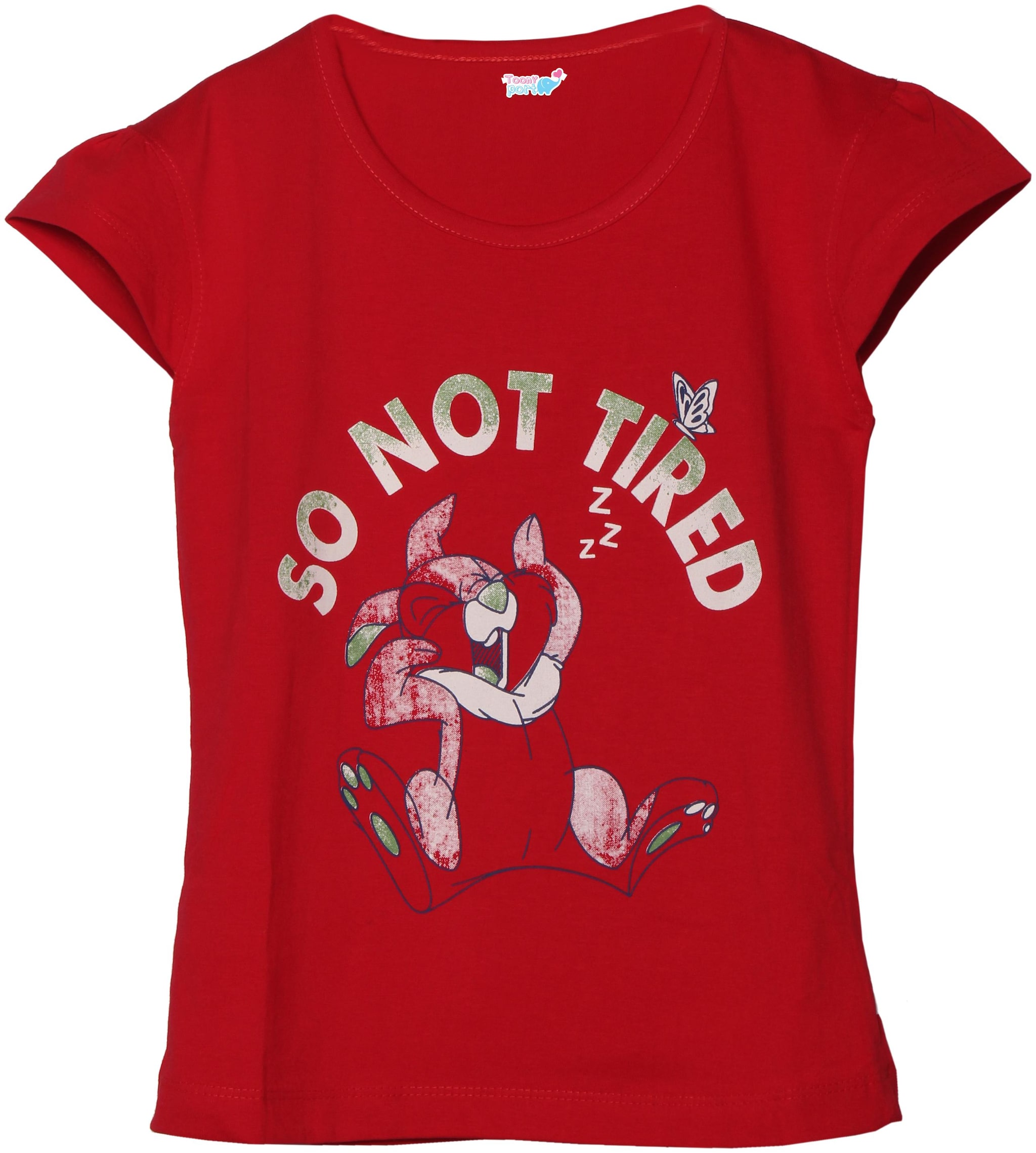 

TOONYPORT Cotton blend Printed Top for Baby Girl - Red