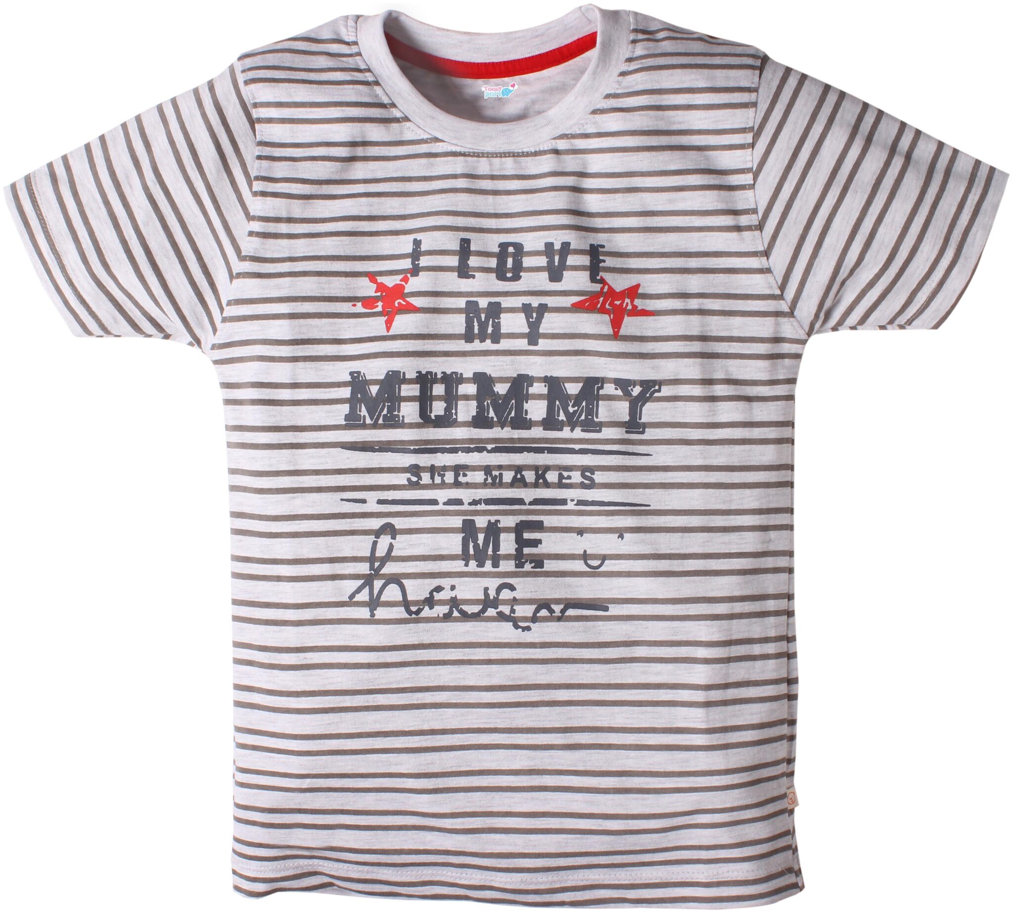 

TOONYPORT Cotton blend Striped T shirt for Baby Boy - White