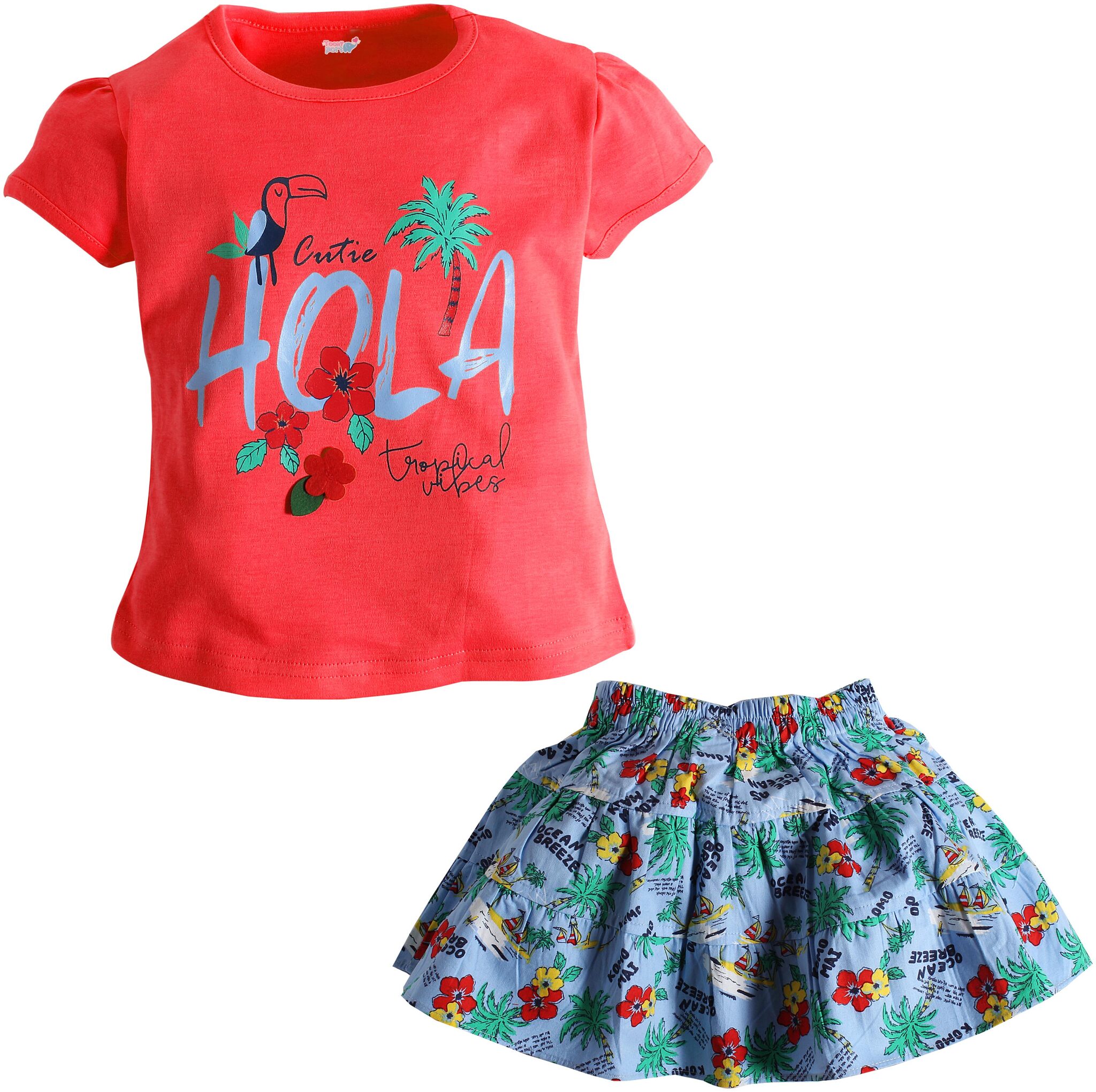 

TOONYPORT Baby girl Top bottom set - Red Blue