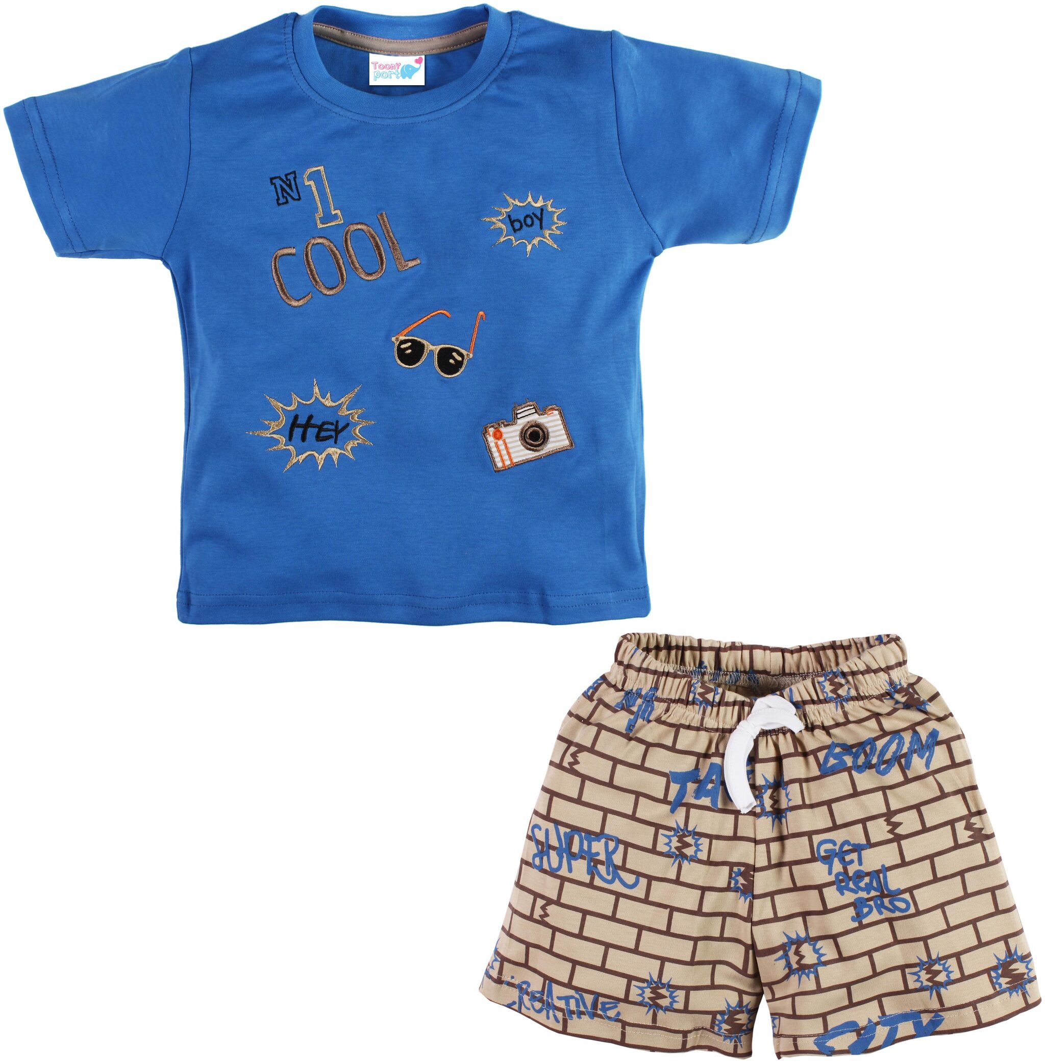 

TOONYPORT Baby boy Top bottom set - Blue Beige