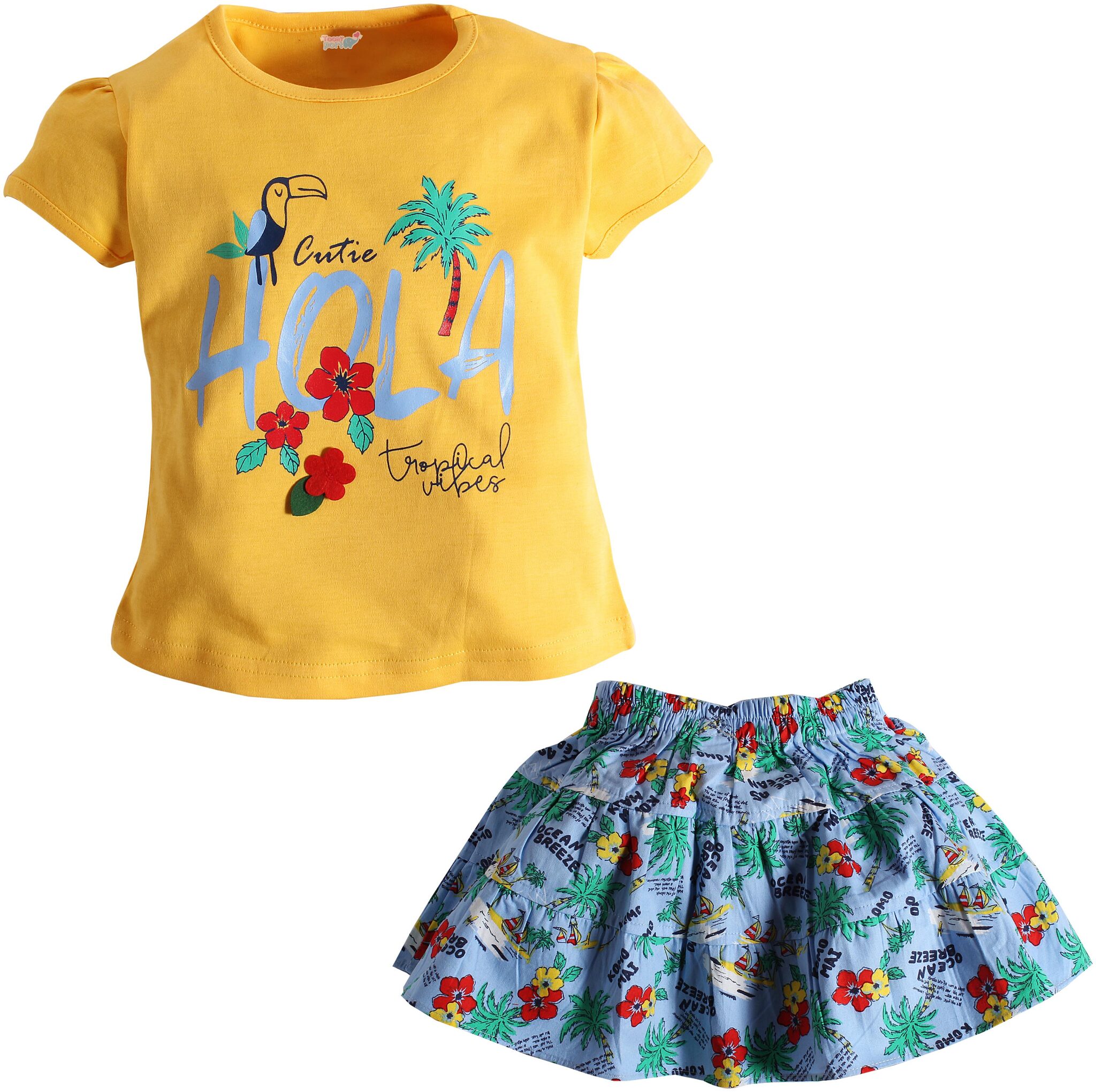 

TOONYPORT Baby girl Top bottom set - Yellow Blue