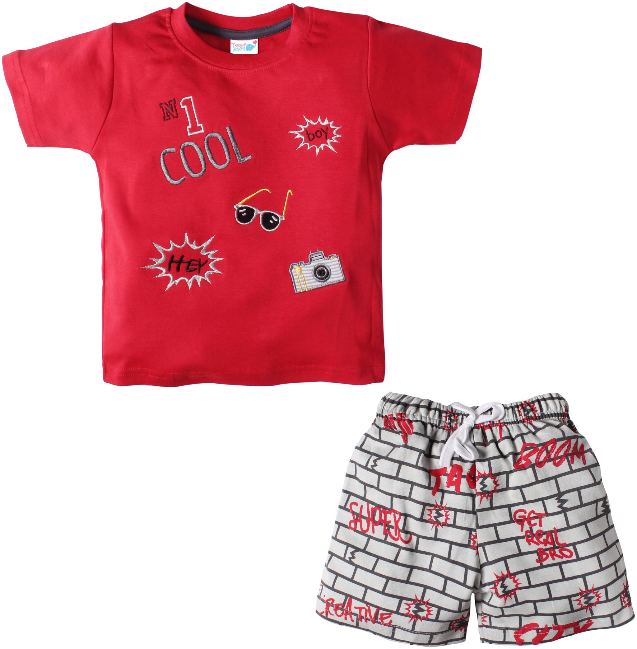 

TOONYPORT Baby boy Top bottom set - Pink Grey
