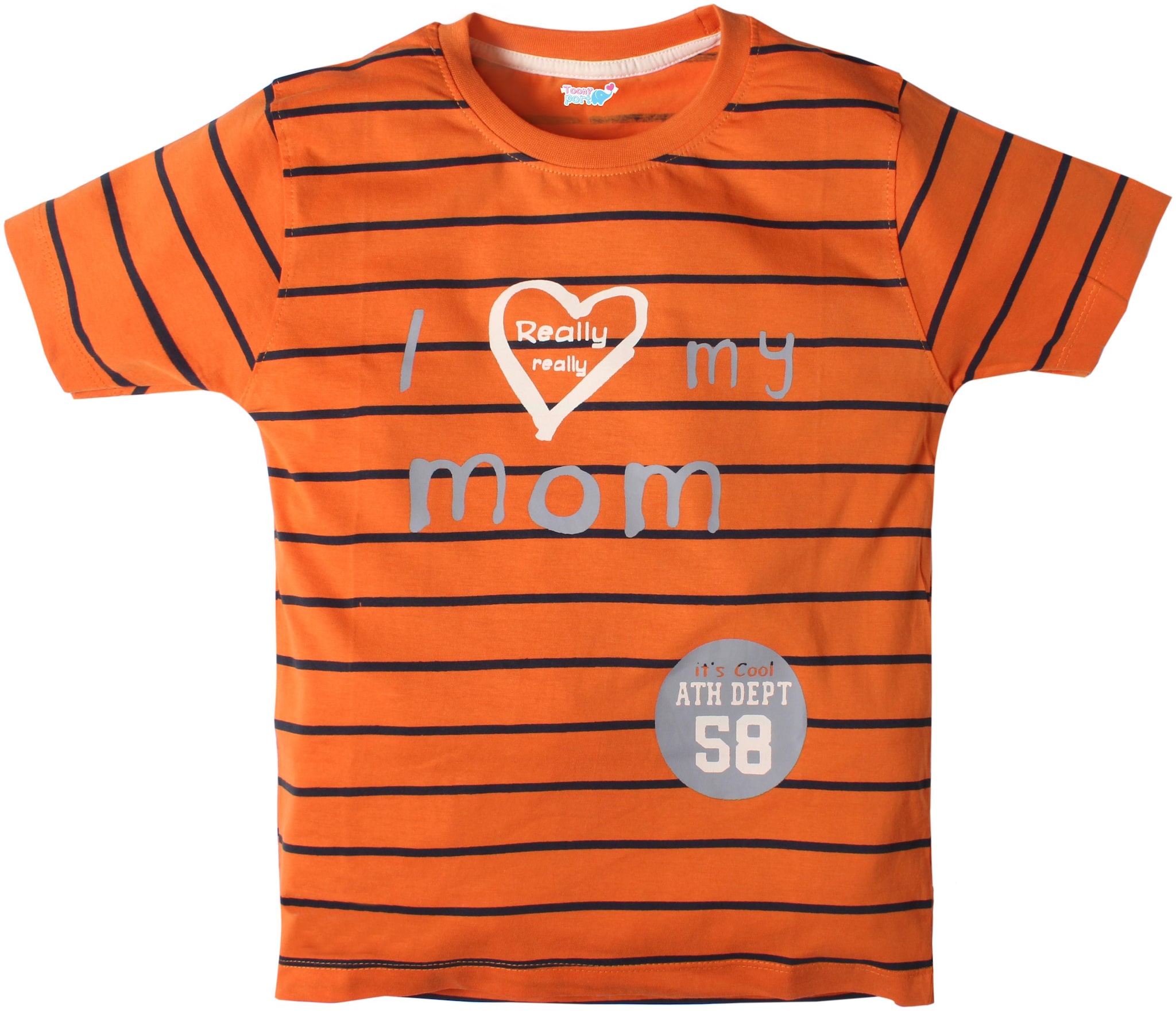 

TOONYPORT Cotton blend Striped T shirt for Baby Boy - Orange