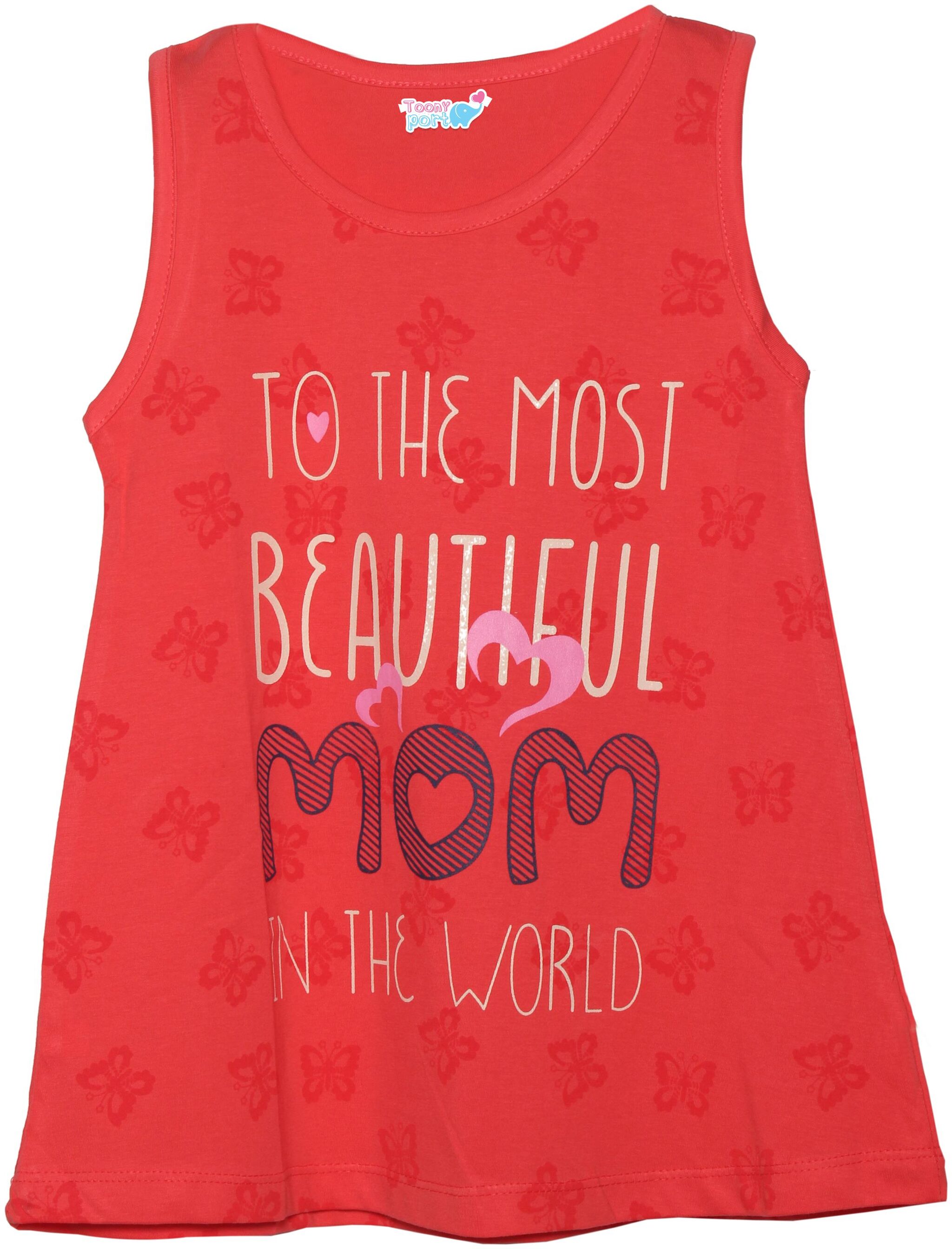 

TOONYPORT Cotton blend Printed Top for Baby Girl - Red