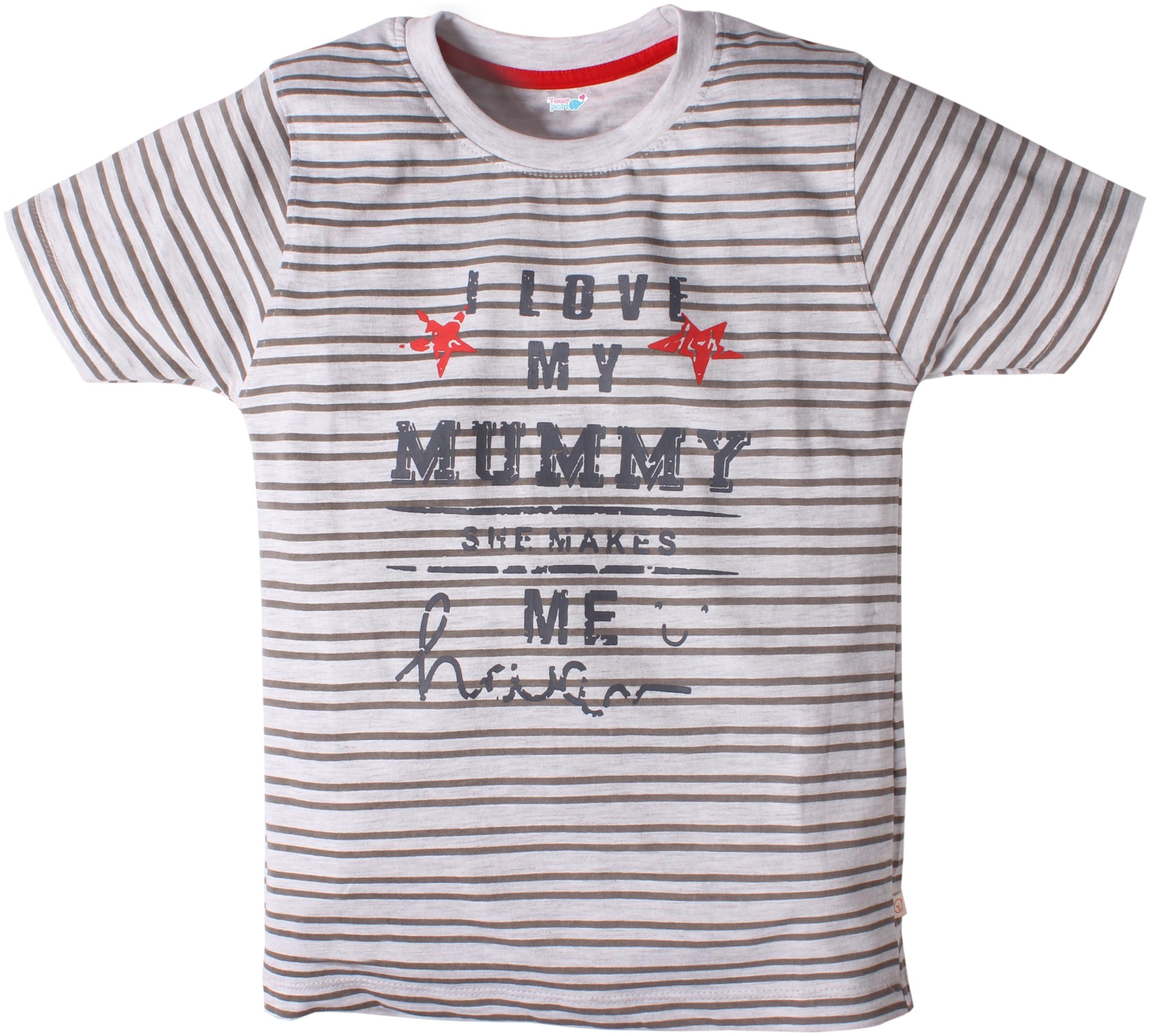 

TOONYPORT Cotton blend Striped T shirt for Baby Boy - White