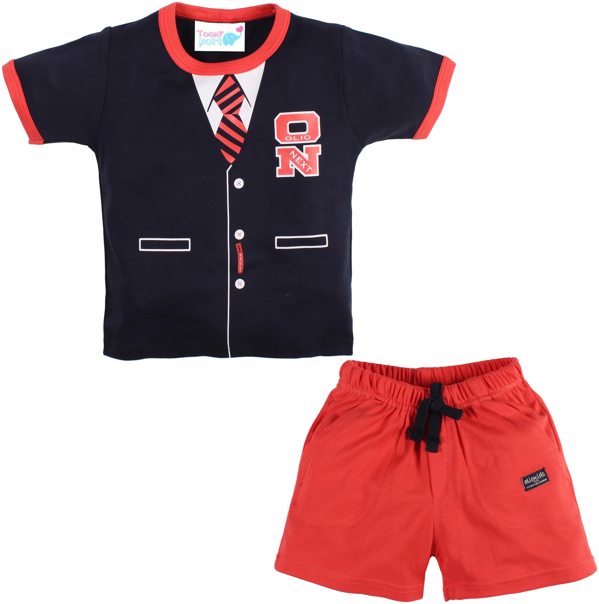 

TOONYPORT Baby boy Top bottom set - Black Red