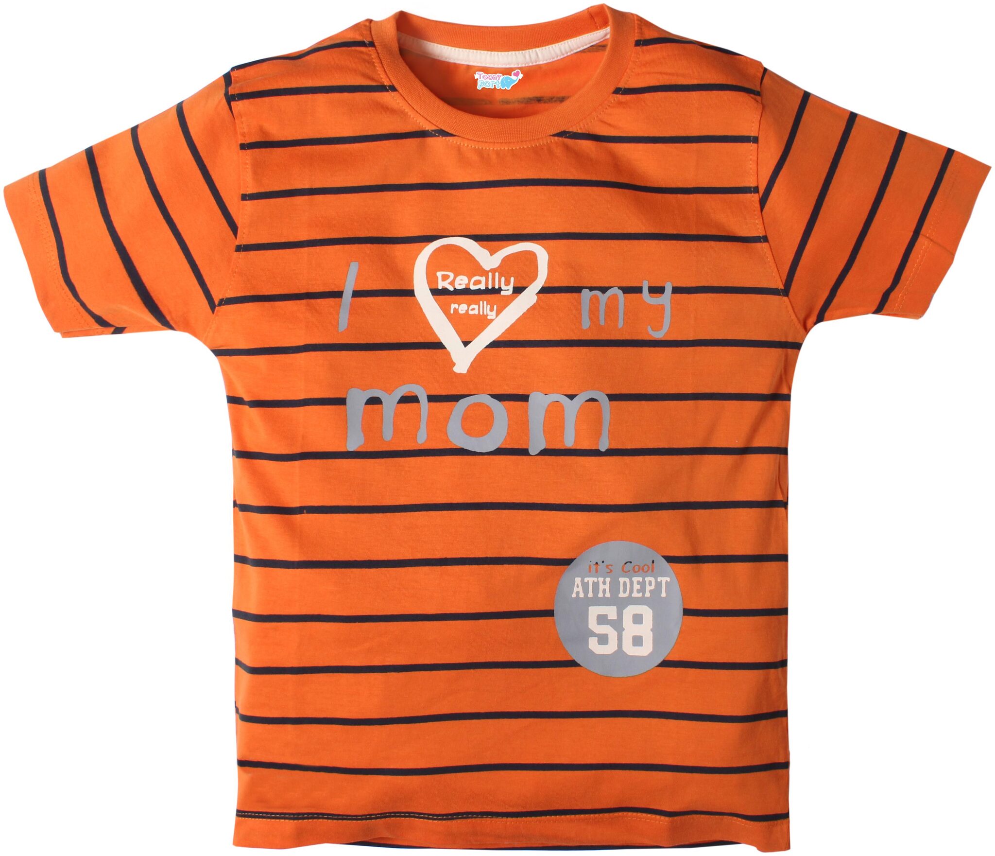 

TOONYPORT Cotton blend Striped T shirt for Baby Boy - Orange