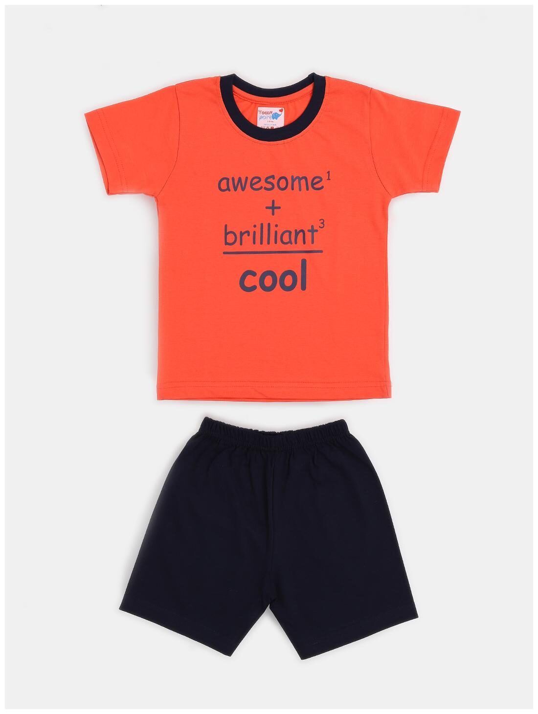

TOONYPORT Cotton blend Printed Top Bottom Set - Orange Blue