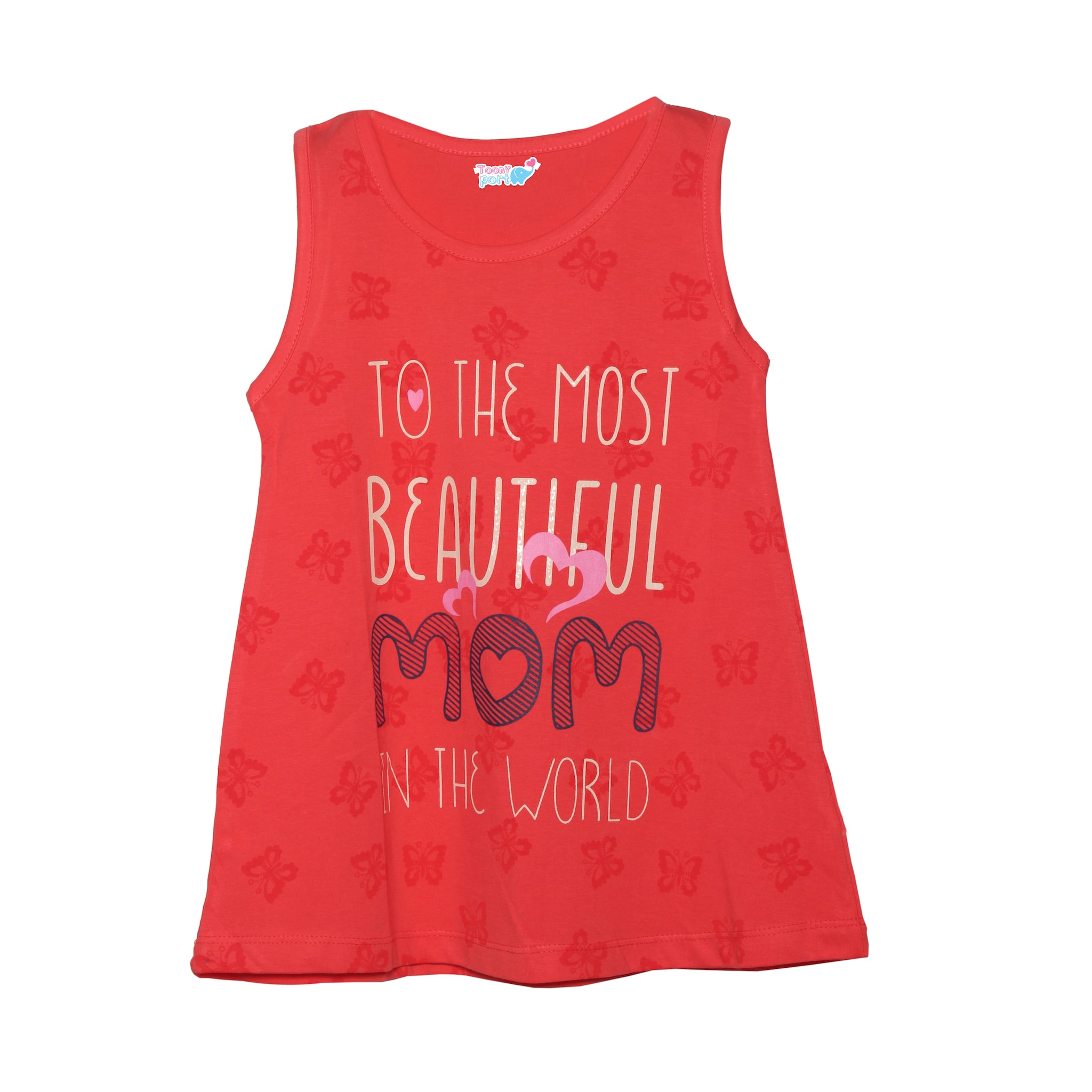 

TOONYPORT Cotton blend Printed Top for Baby Girl - Red