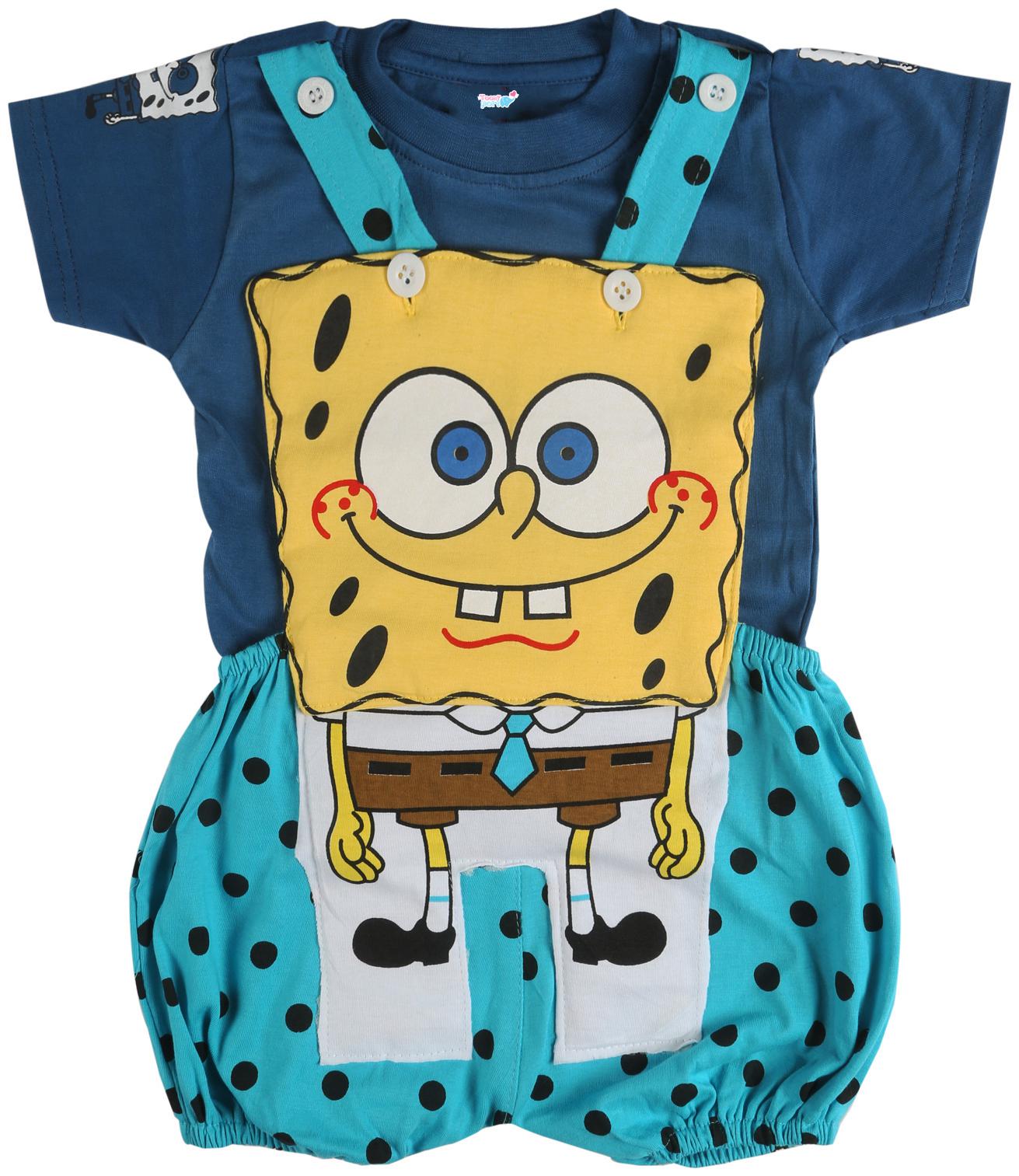 

Toonyport Sponge Bob Print Baby Dungree Dress - Multi