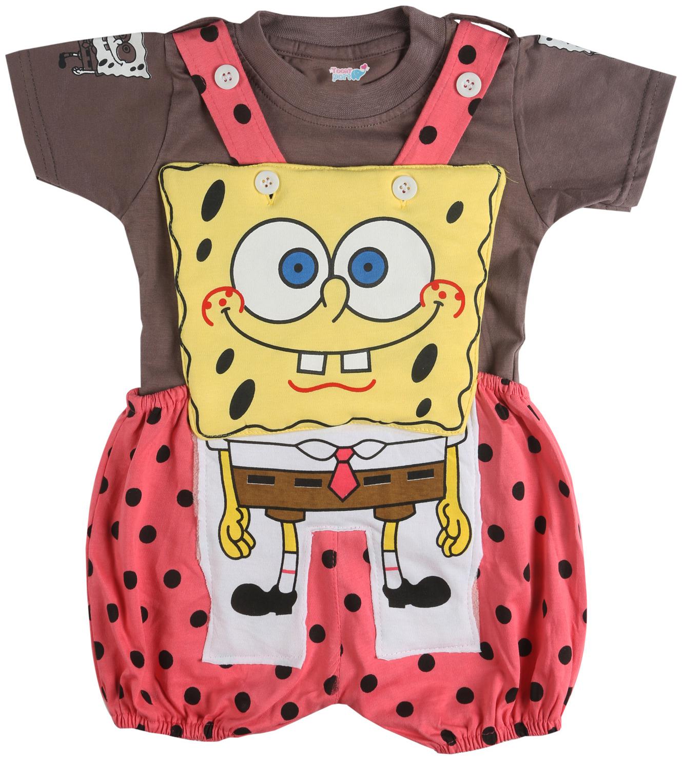 

Toonyport Sponge Bob Print Baby Dungree Dress - Multi