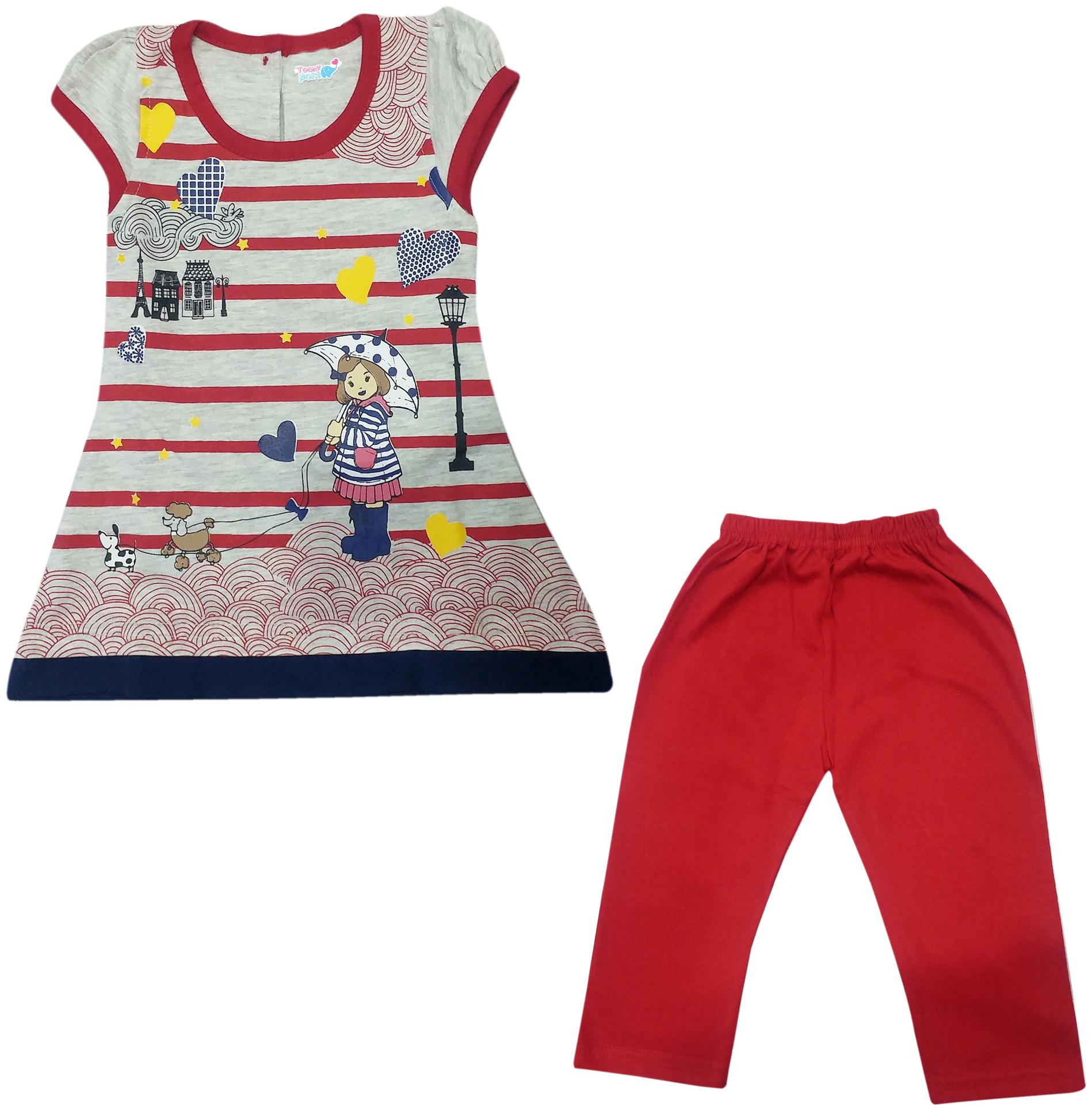 

TOONYPORT Baby girl Top bottom set - Red