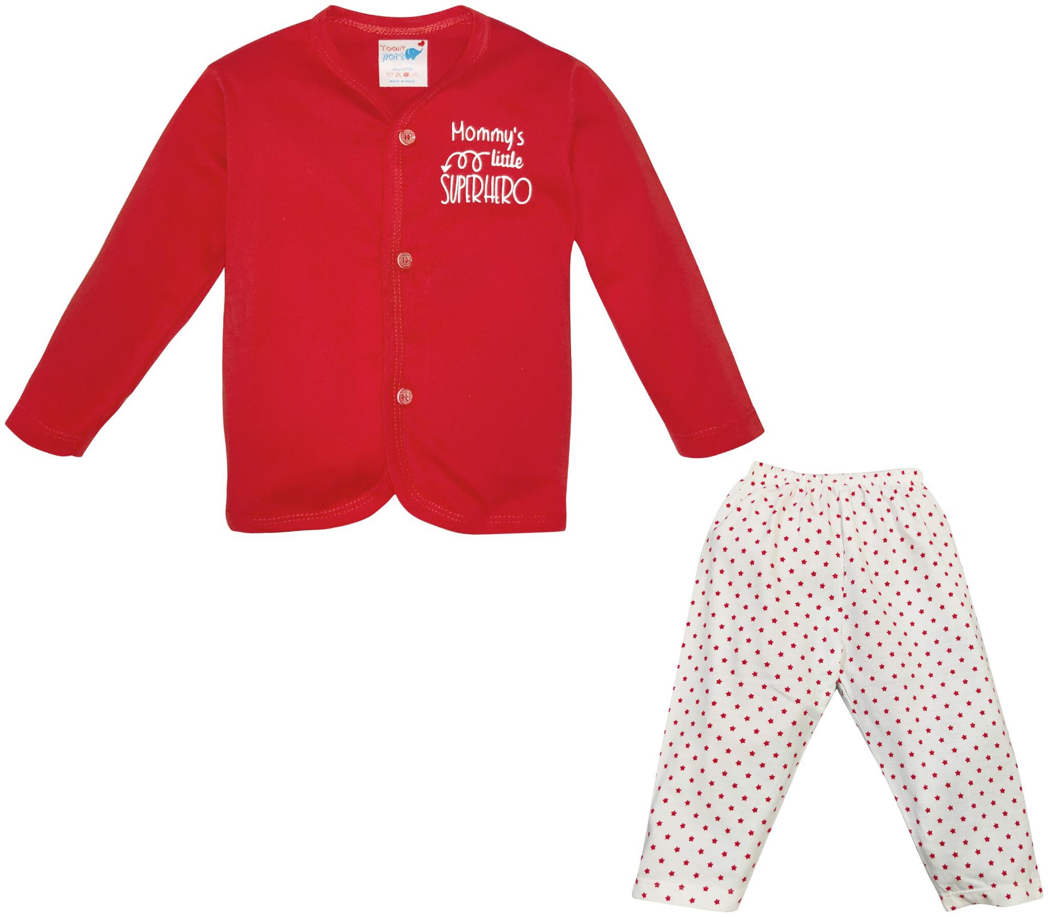 

TOONYPORT Baby boy Top bottom set - Red White