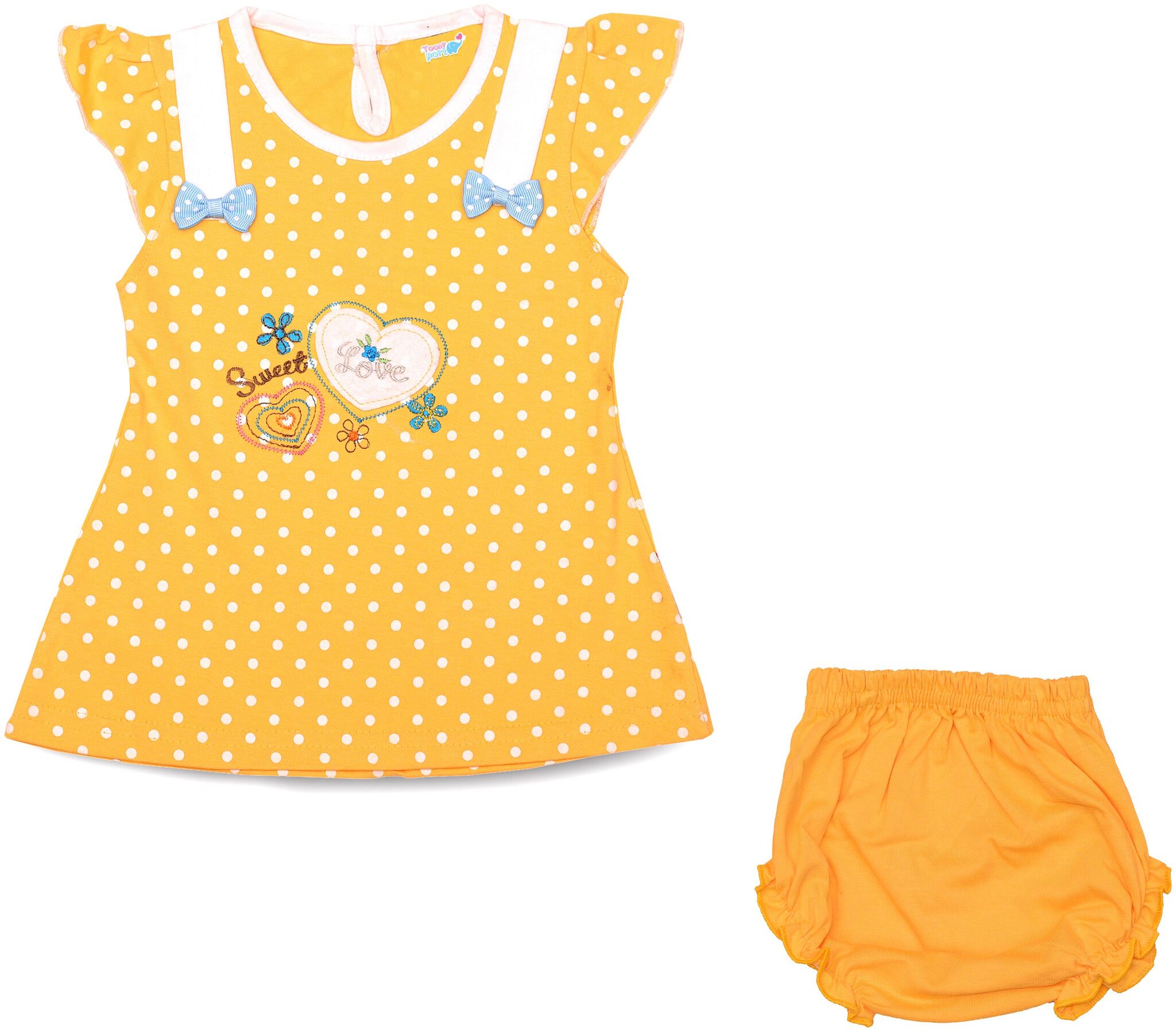 

TOONYPORT Baby girl Cotton blend Printed Frock with bloomer - Red
