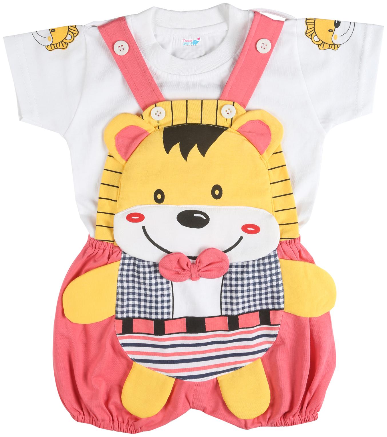 

Toonyport Teddy Print Baby Dungree Dress - Multi