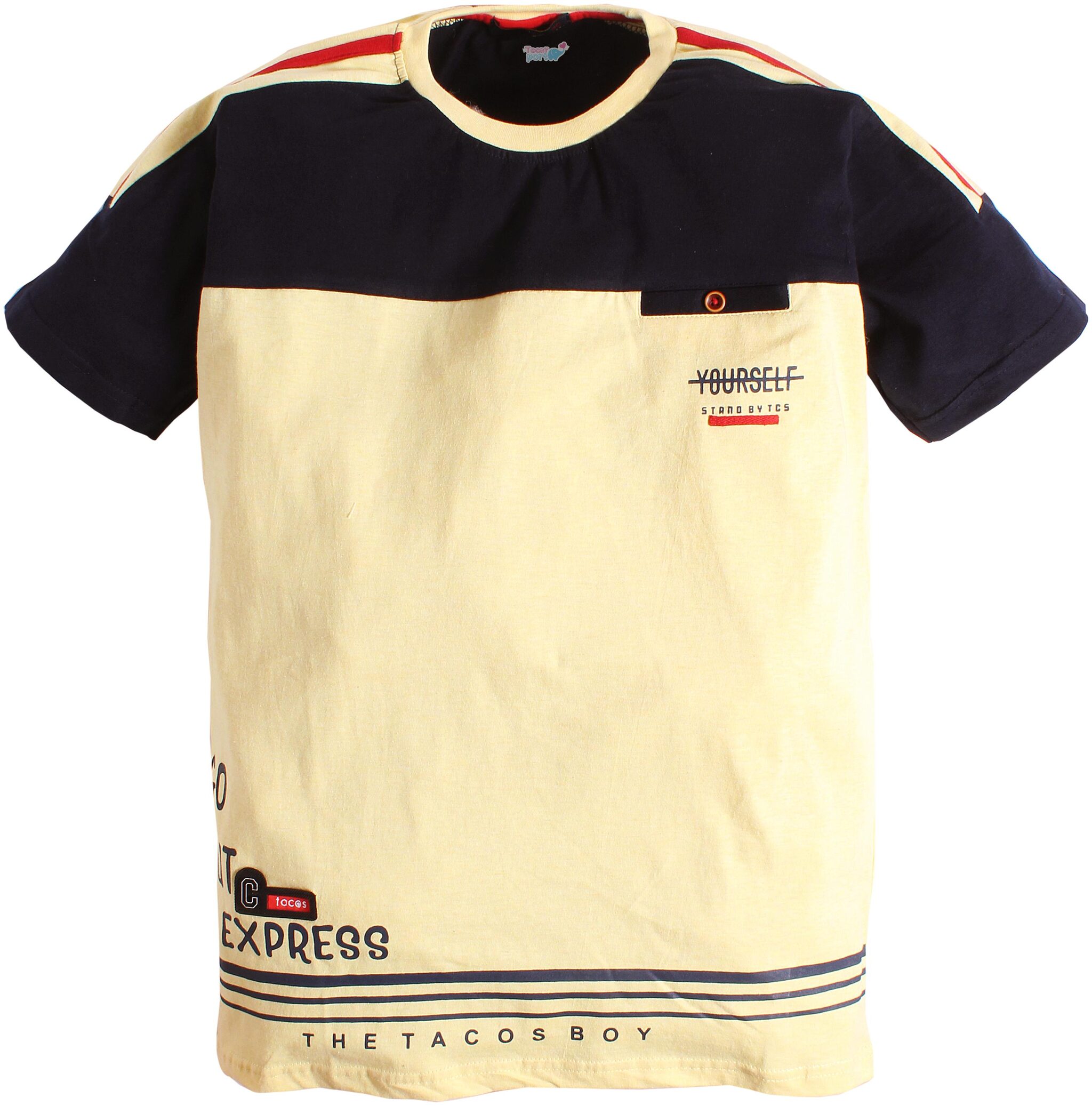 

TOONYPORT Boy Cotton blend Colorblocked T-shirt - Yellow Black