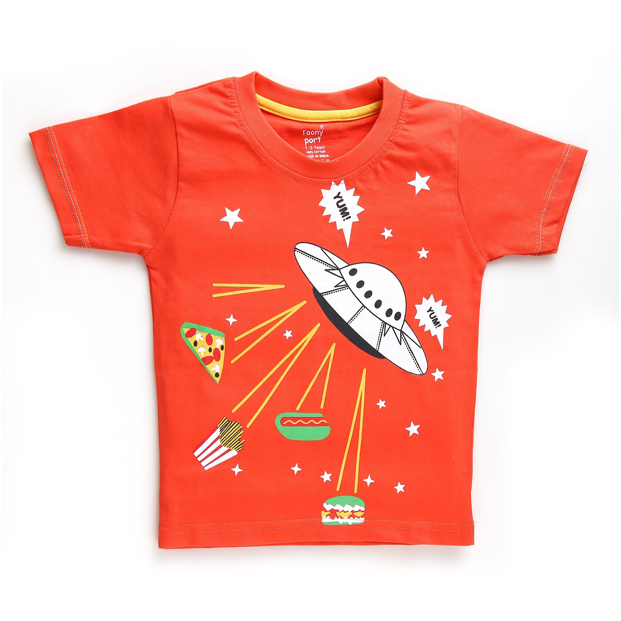 

TOONYPORT Cotton blend Printed T shirt for Baby Boy - Orange
