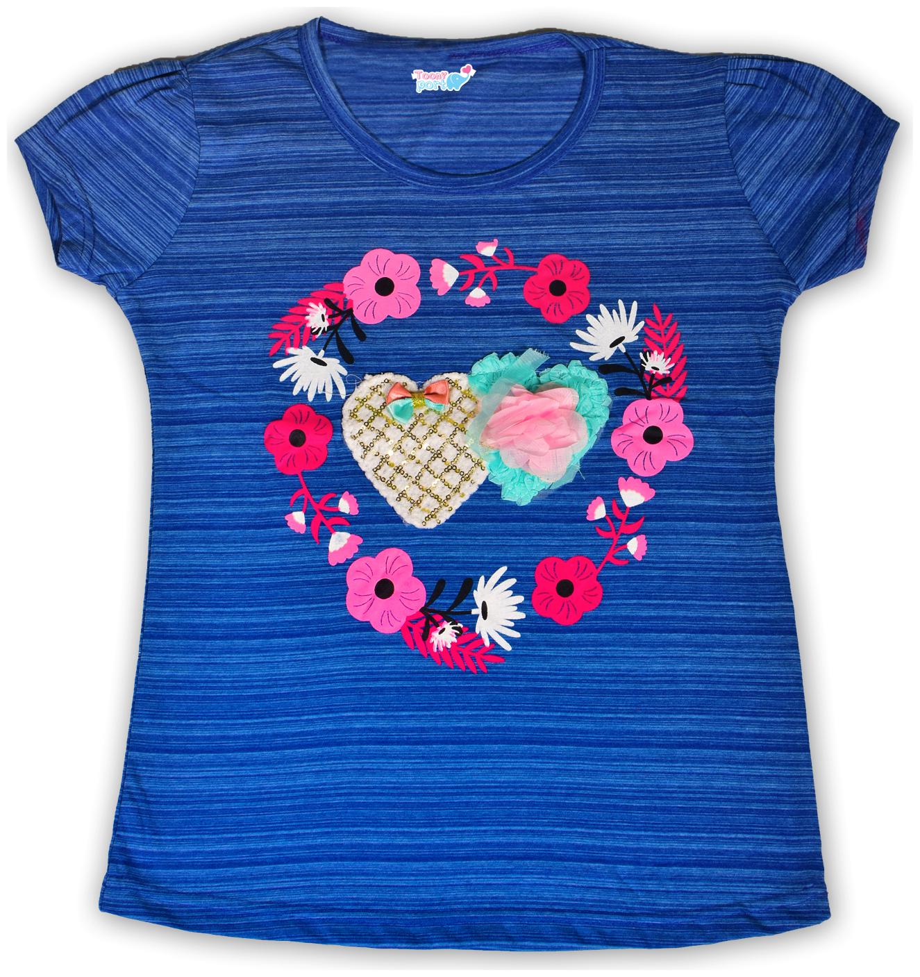 

TOONYPORT Girl Cotton blend Printed Top - Blue