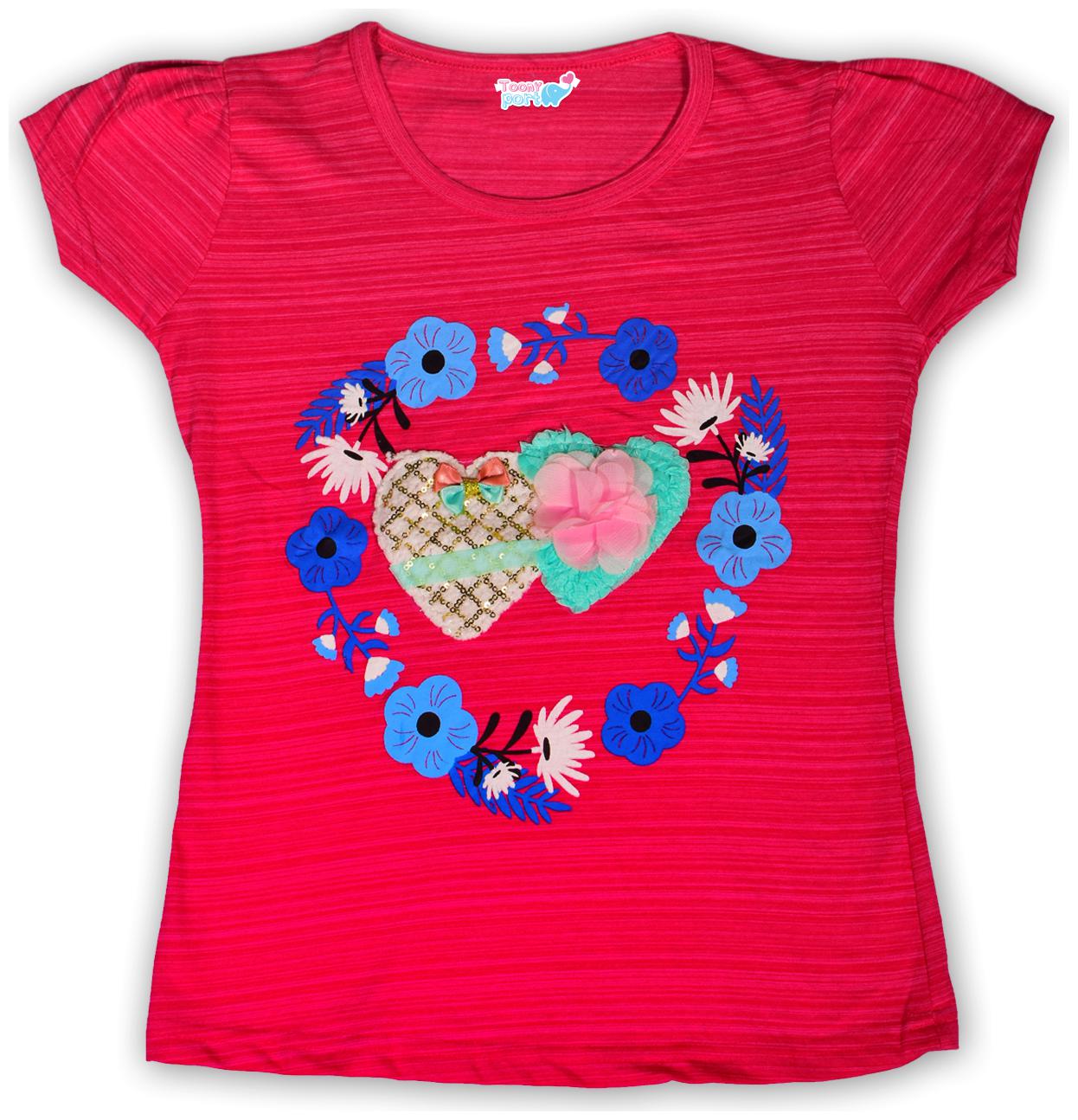 

TOONYPORT Girl Cotton blend Printed Top - Pink