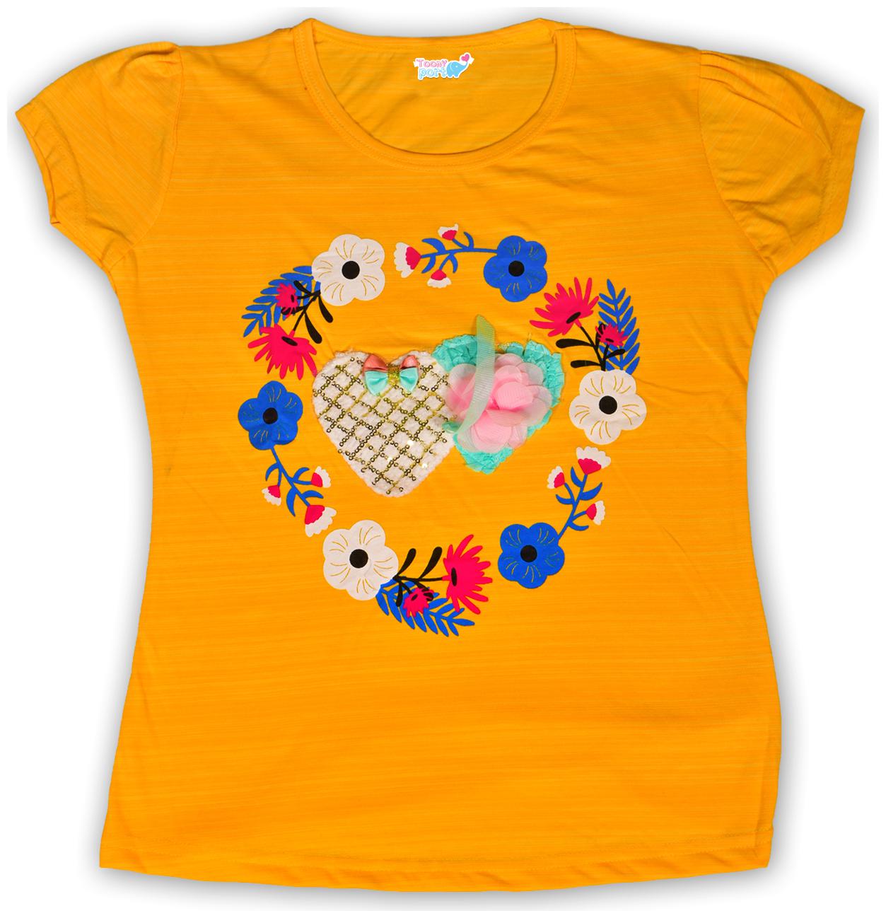 

TOONYPORT Girl Cotton blend Printed Top - Yellow