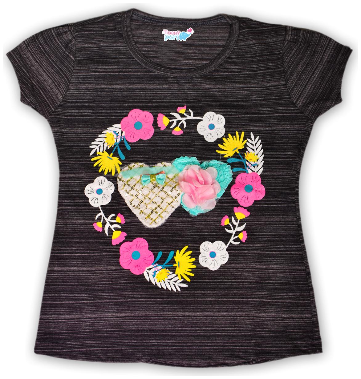 

TOONYPORT Girl Cotton blend Printed Top - Black