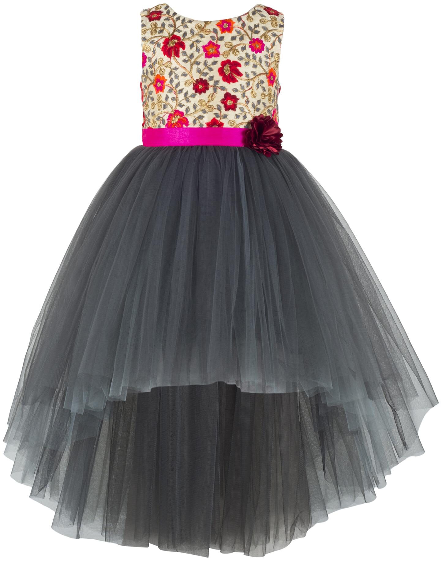 

Toy Balloon Grey Net Sleeveless Knee Length Princess Frock ( Pack of 1 )