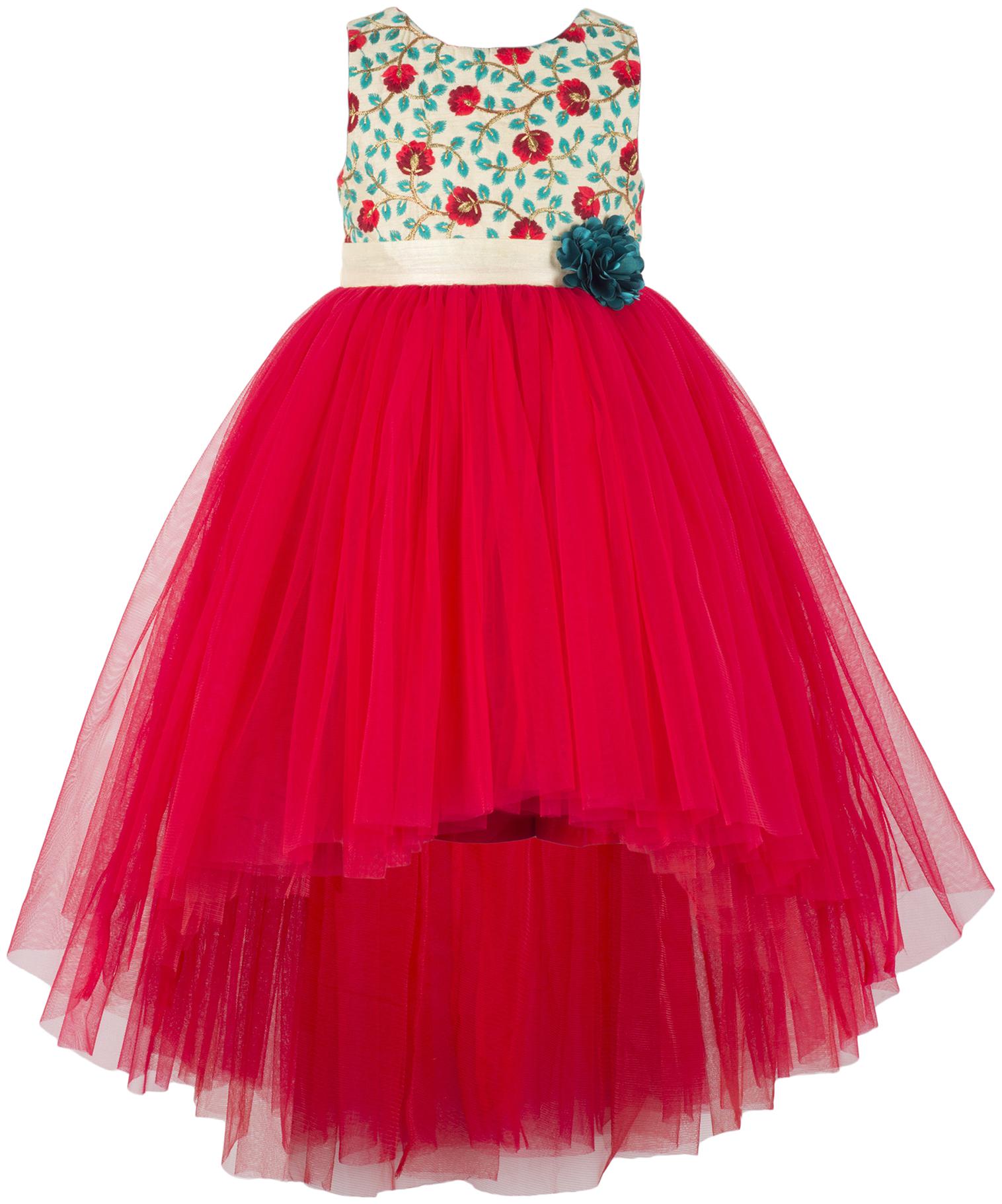 

Toy Balloon Red Net Sleeveless Knee Length Princess Frock ( Pack of 1 )