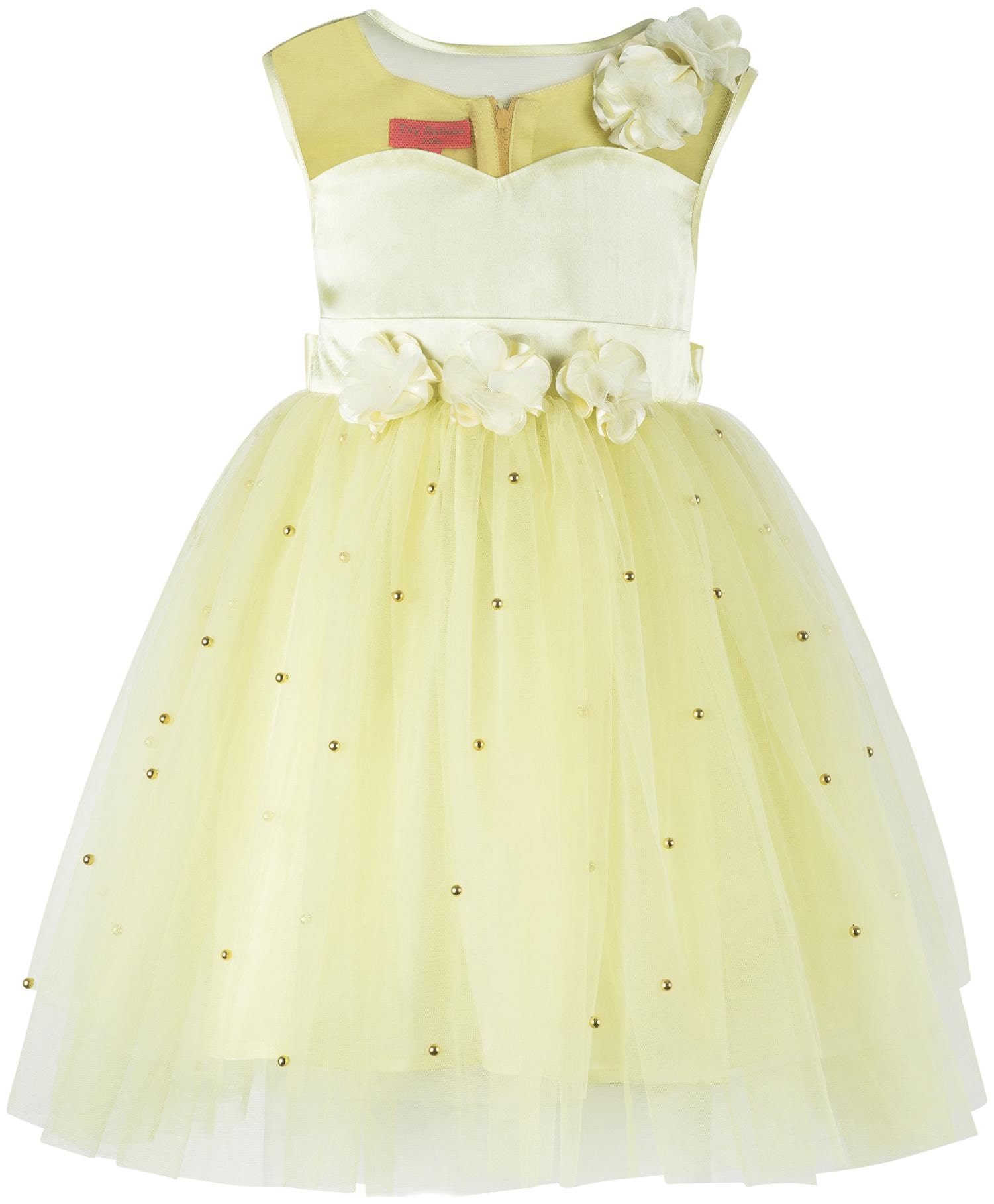 

Toy Balloon Yellow Polyester Sleeveless Knee Length Princess Frock ( Pack of 1 )