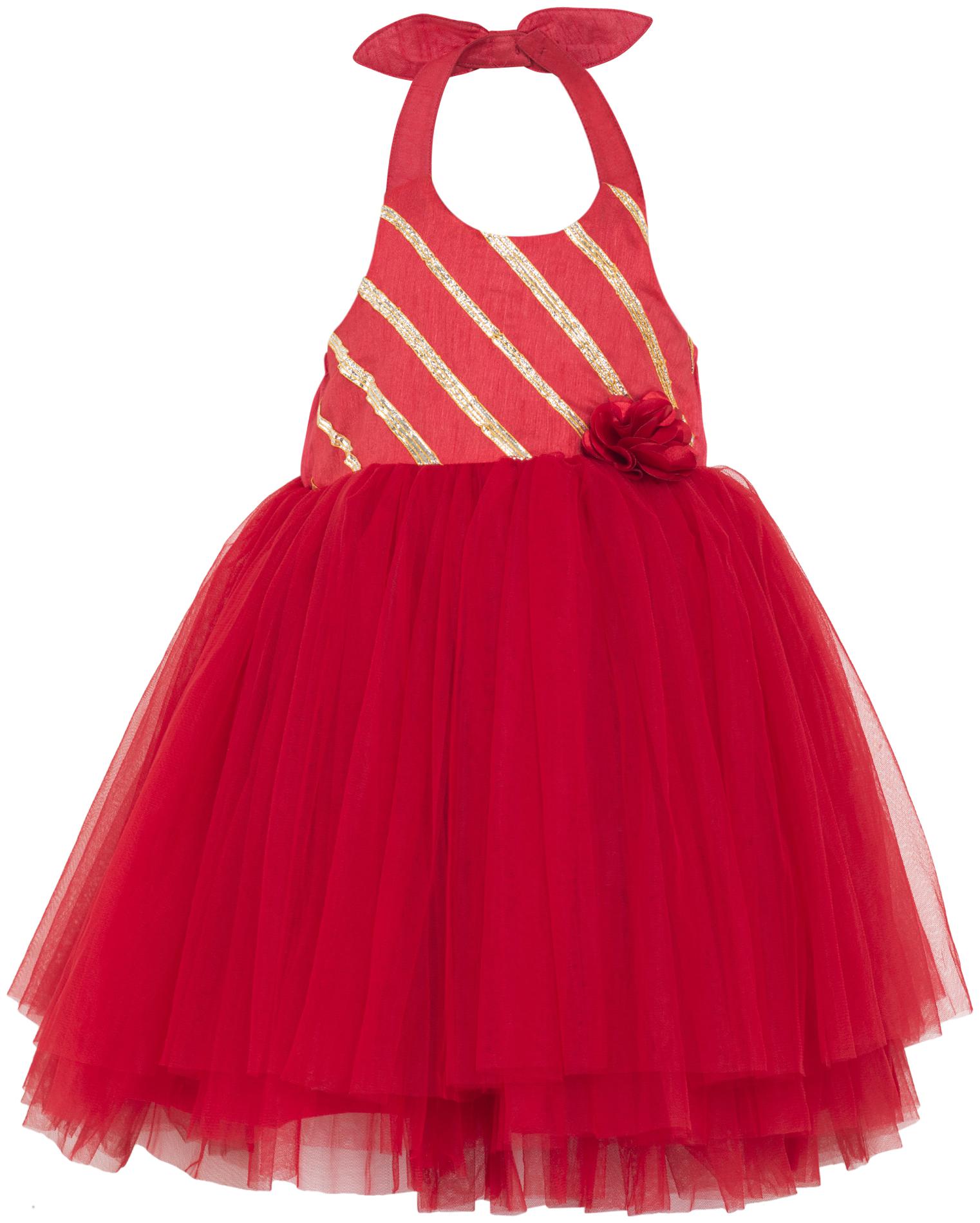 

Toy Balloon Red Net Sleeveless Knee Length Princess Frock ( Pack of 1 )