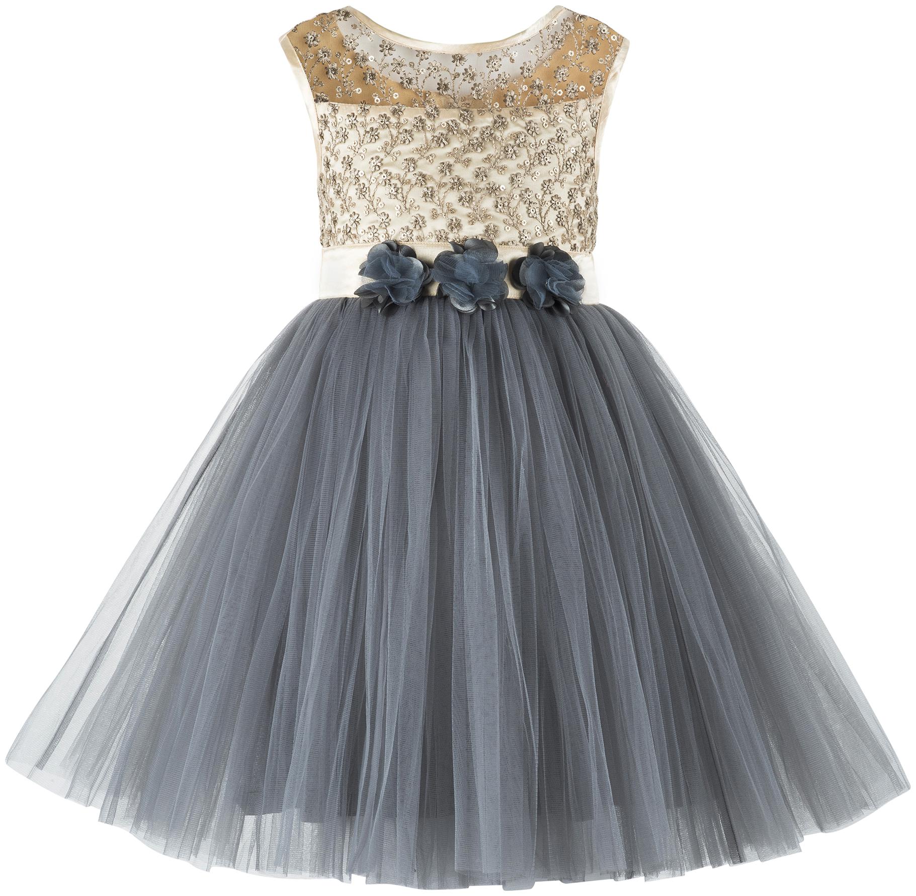 

Toy Balloon Grey Net Sleeveless Knee Length Princess Frock ( Pack of 1 )