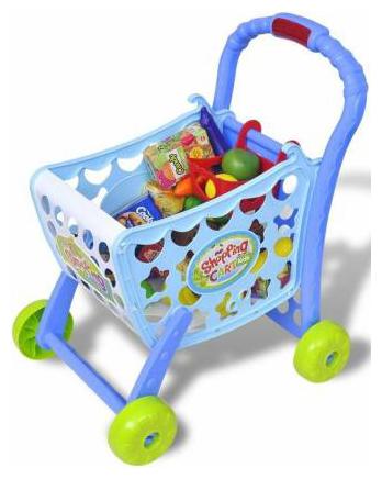 

Toys Children Shopping Cart Trolley Play Set Includes 50 Grocery Food Fruit Vegetables Shop Accessories