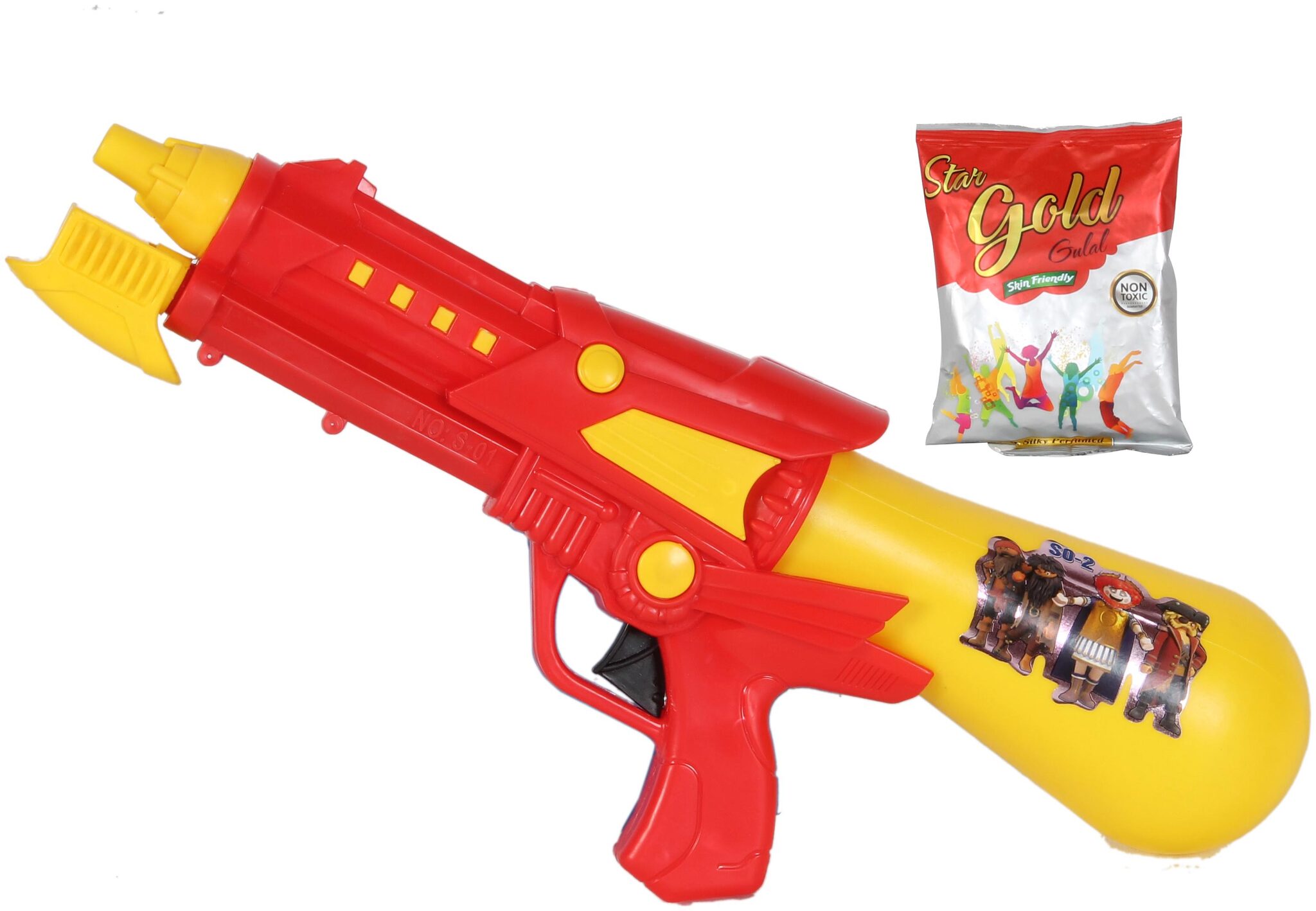 

Toysons Colourful Gun Pichkari Red Yellow Colour With Pressure Pump And Water Tank For Boys And Girls Plastic High Pressure Water Gun Toy