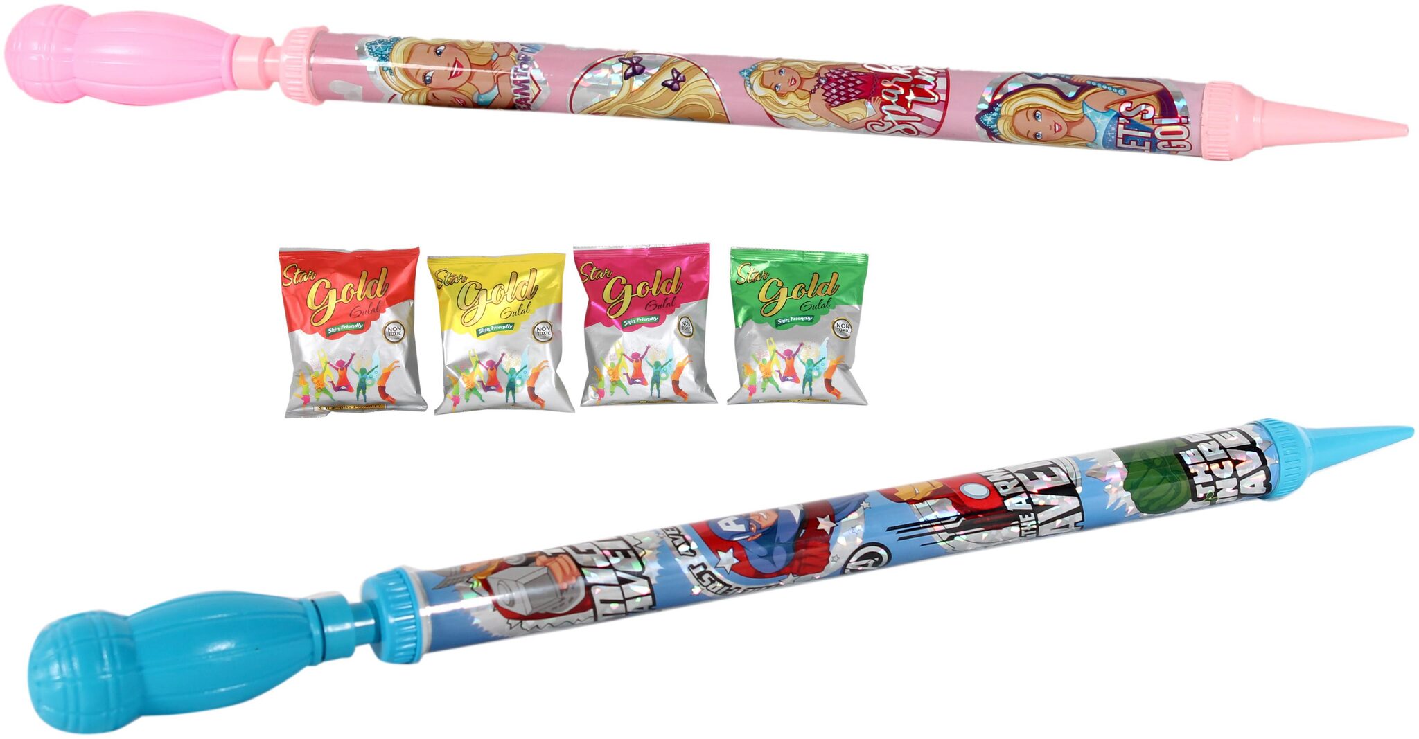 

Toysons Combo Of 2 Colourful Pipe Pichkari Pink And Bule For Boys And Girls Toy Pichkari With 100 X 4 Gms Herbal Gulal For Holi