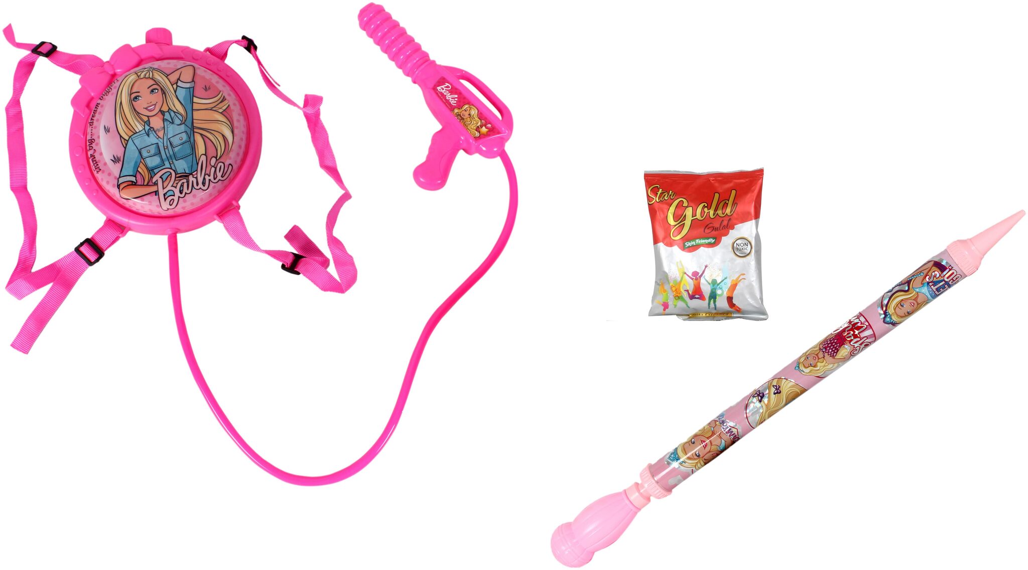 

Toysons Combo Of 1 Tank Gun Pichkari Pink Round Shape And 1 Gun Pichkari Yellow Green Colour With 100 Gms Herbal Gulal For Holi