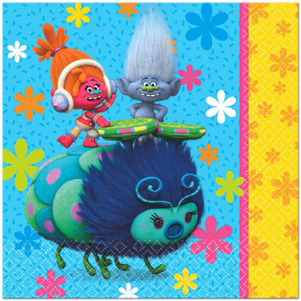 

Trolls Lunch Dinner Napkins 16 Per Package Birthday Party Supplies New