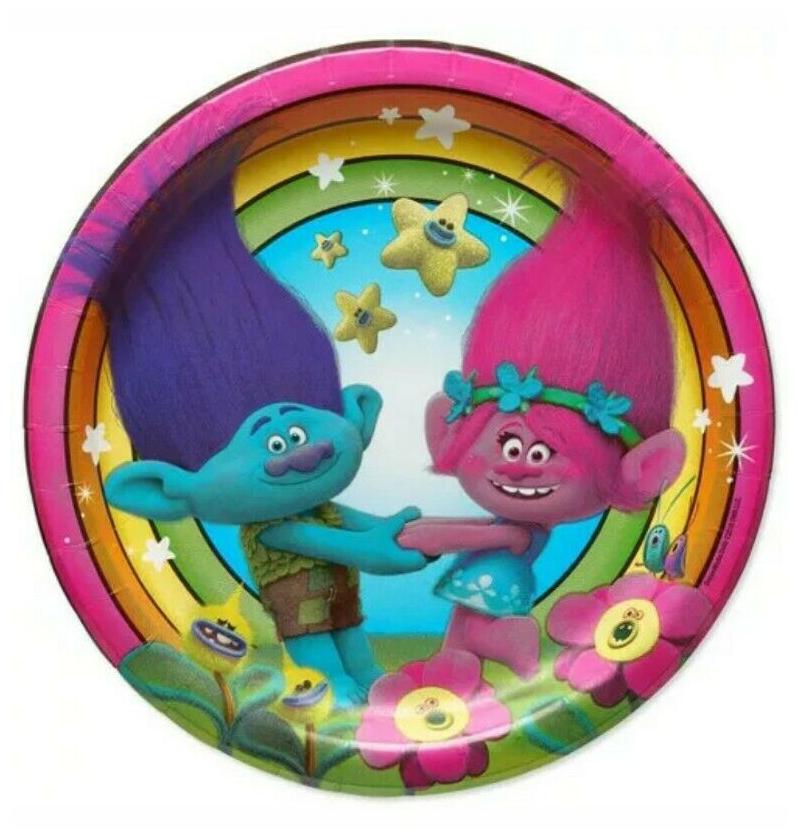 

TROLLS Poppy and Branch LARGE PAPER PLATES (8) Birthday Party Supplies Dinner
